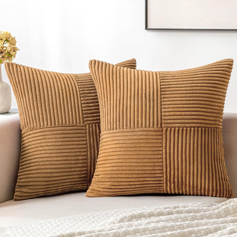 Fundas De Almohada Miulee De Pana Marrón, 50 X 50 Cm, Paquete De 2 - Venta Internacional.