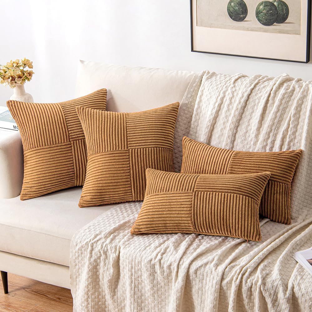 Foto 5 pulgar | Fundas De Almohada Miulee De Pana Marrón, 50 X 50 Cm, Paquete De 2 - Venta Internacional.