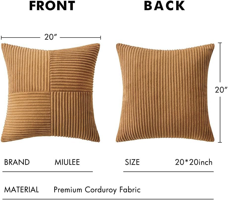 Foto 7 pulgar | Fundas De Almohada Miulee De Pana Marrón, 50 X 50 Cm, Paquete De 2 - Venta Internacional.
