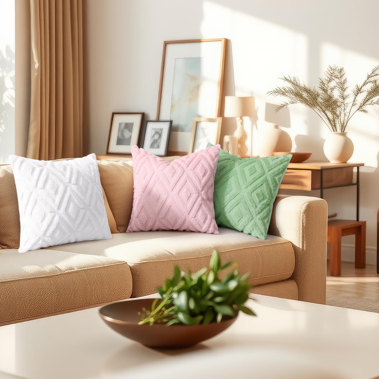 Foto 7 pulgar | Fundas De Almohada Decoruhome Spring De Lana Sintética De 66 X 66 Cm, Juego De 2 - Venta Internacional.