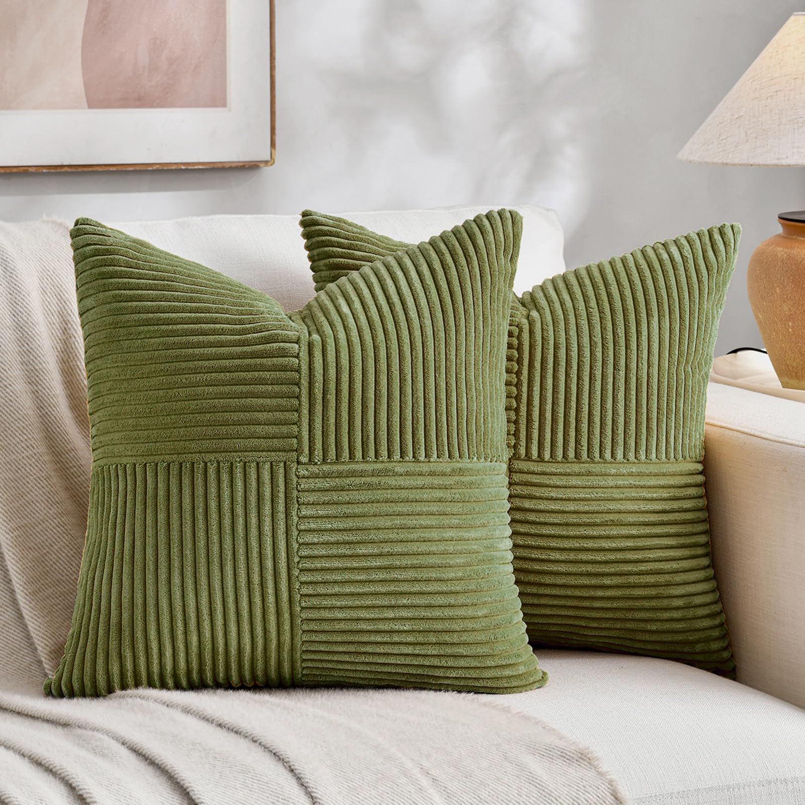 Fundas De Cojín Fancy Homi, Color Verde Musgo, 60 X 60 Cm, Paquete De 2 - Venta Internacional.