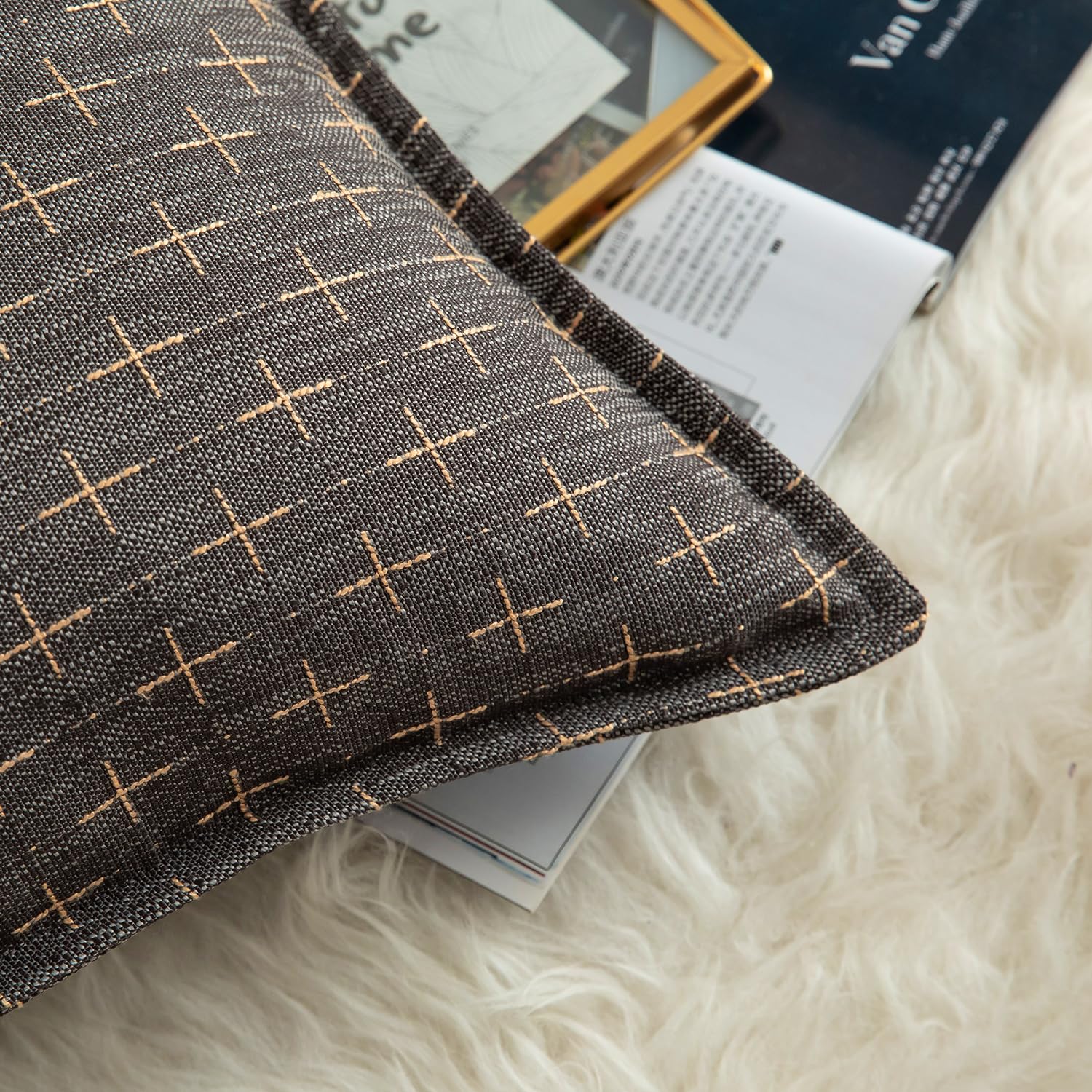 Foto 2 | Fundas De Almohada Mandioo De Lino De Arpillera, 30 X 50 Cm, Paquete De 2, Color Gris Oscuro - Venta Internacional.