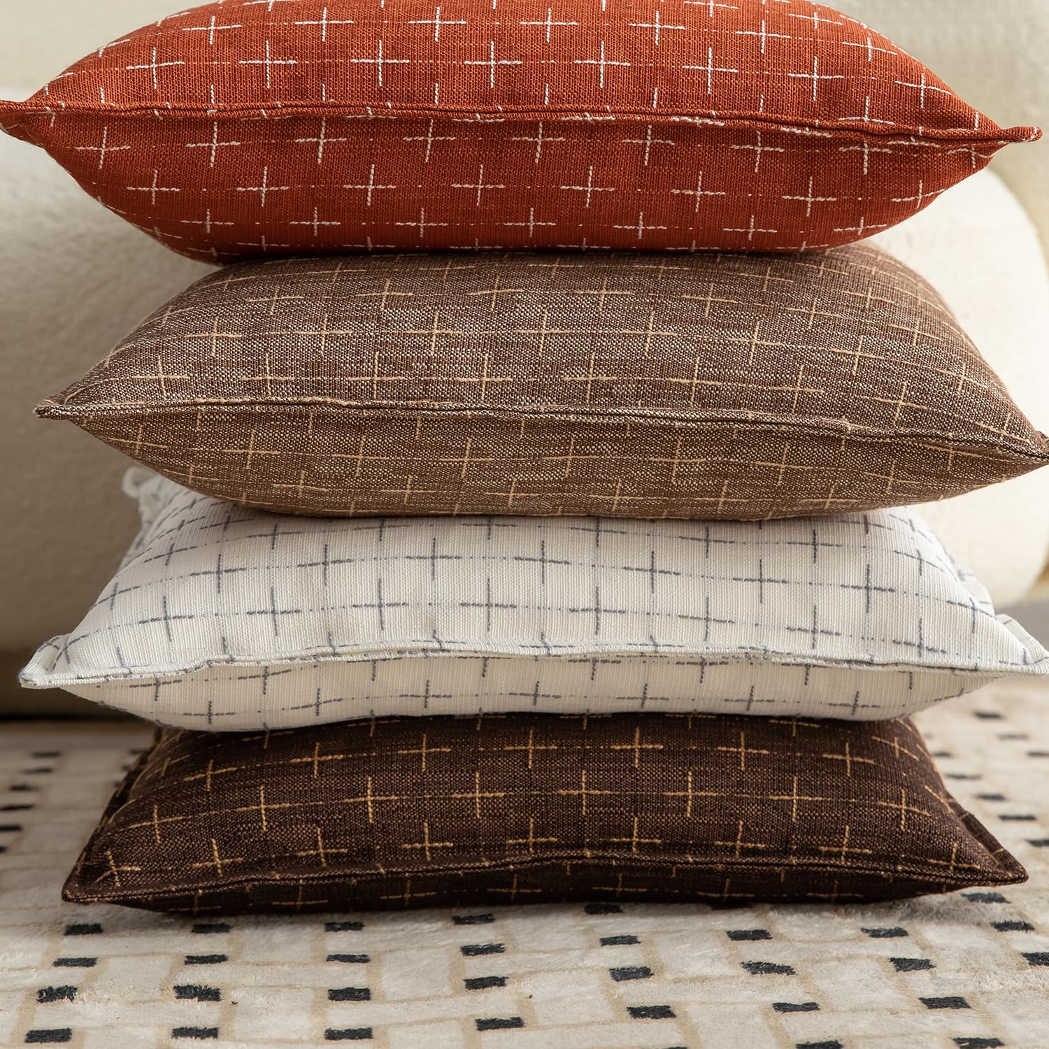 Foto 6 pulgar | Fundas De Almohada Mandioo De Lino De Arpillera, 45 X 45 Cm, Paquete De 2 Unidades, Color Blanco Grisáceo - Ven