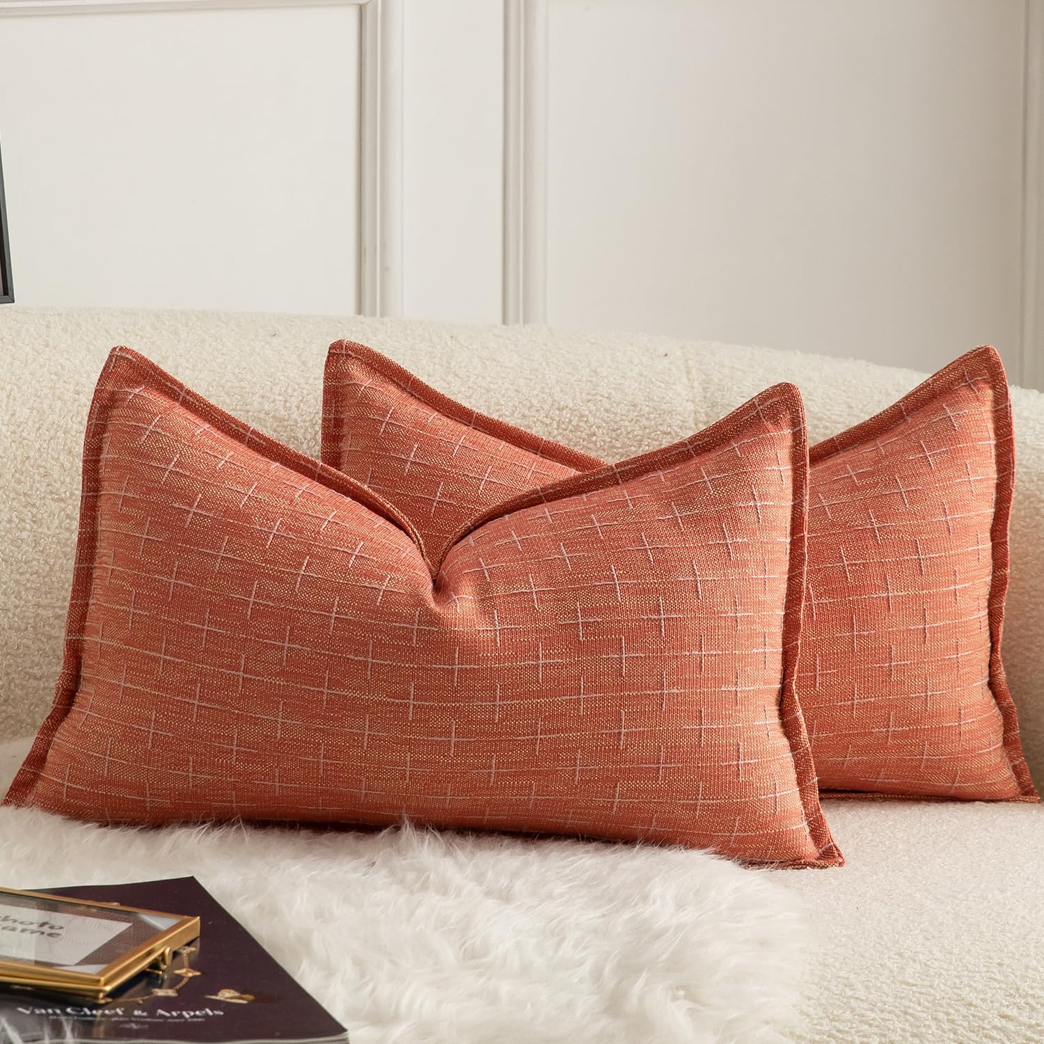 Foto 1 | Fundas De Almohada Mandioo De Lino De Arpillera, 30 X 50 Cm, 2 Unidades, Color Rojo - Venta Internacional.