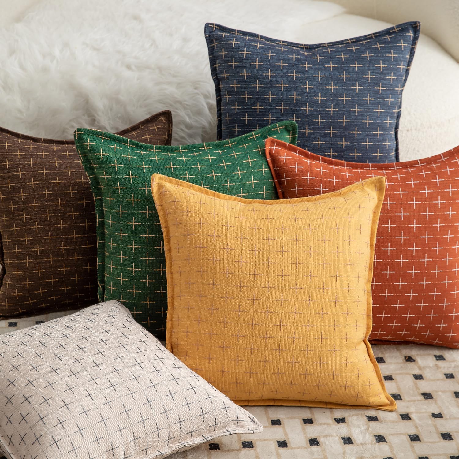 Foto 5 | Fundas De Almohada Mandioo De Lino De Arpillera, 45 X 45 Cm, Paquete De 2, Color Marrón - Venta Internacional.