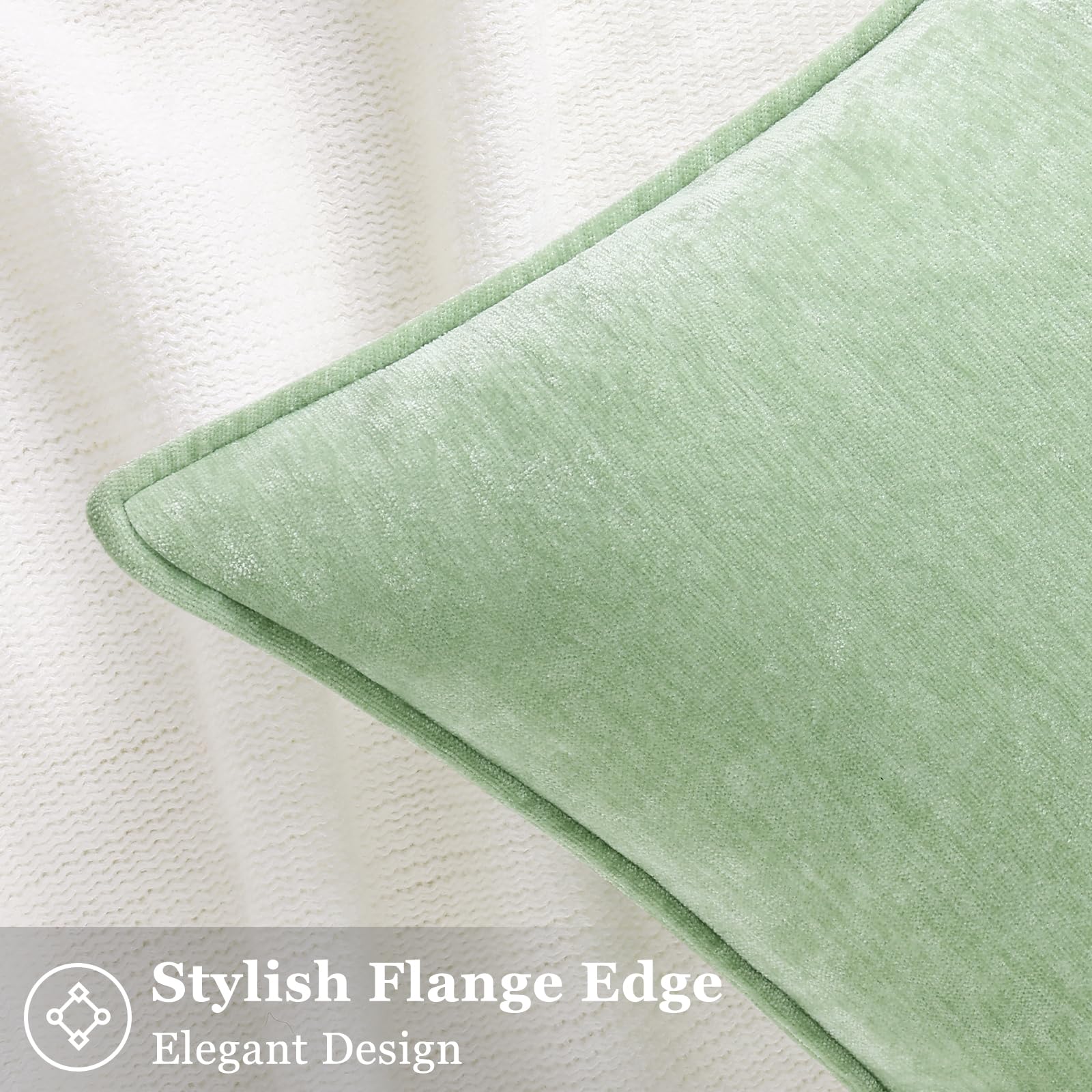 Foto 4 pulgar | Fundas De Almohada Decoruhome Spring Chenille, 26 X 26 Cm, Color Verde Salvia - Venta Internacional.