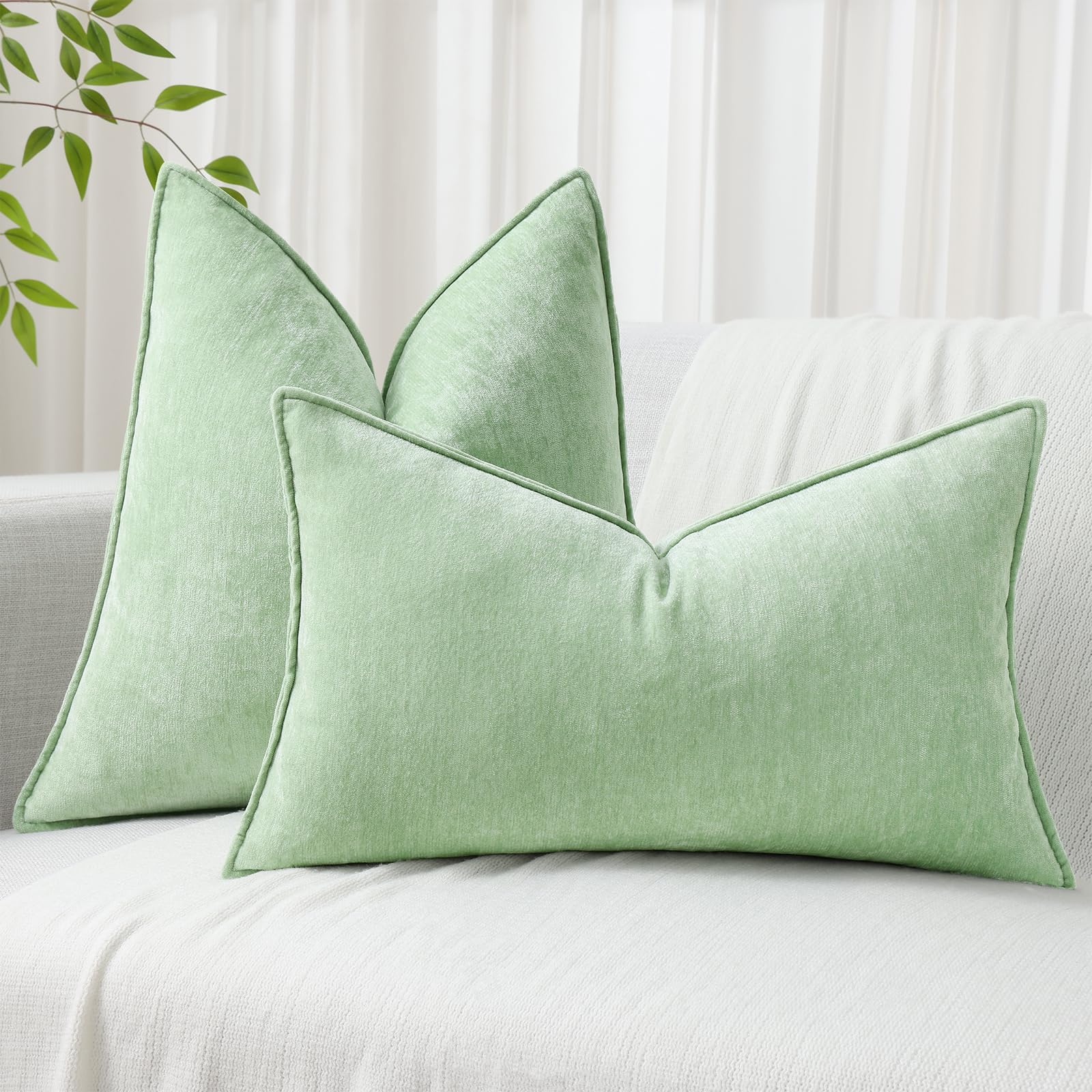 Foto 8 pulgar | Fundas De Almohada Decoruhome Spring Chenille, 26 X 26 Cm, Color Verde Salvia - Venta Internacional.