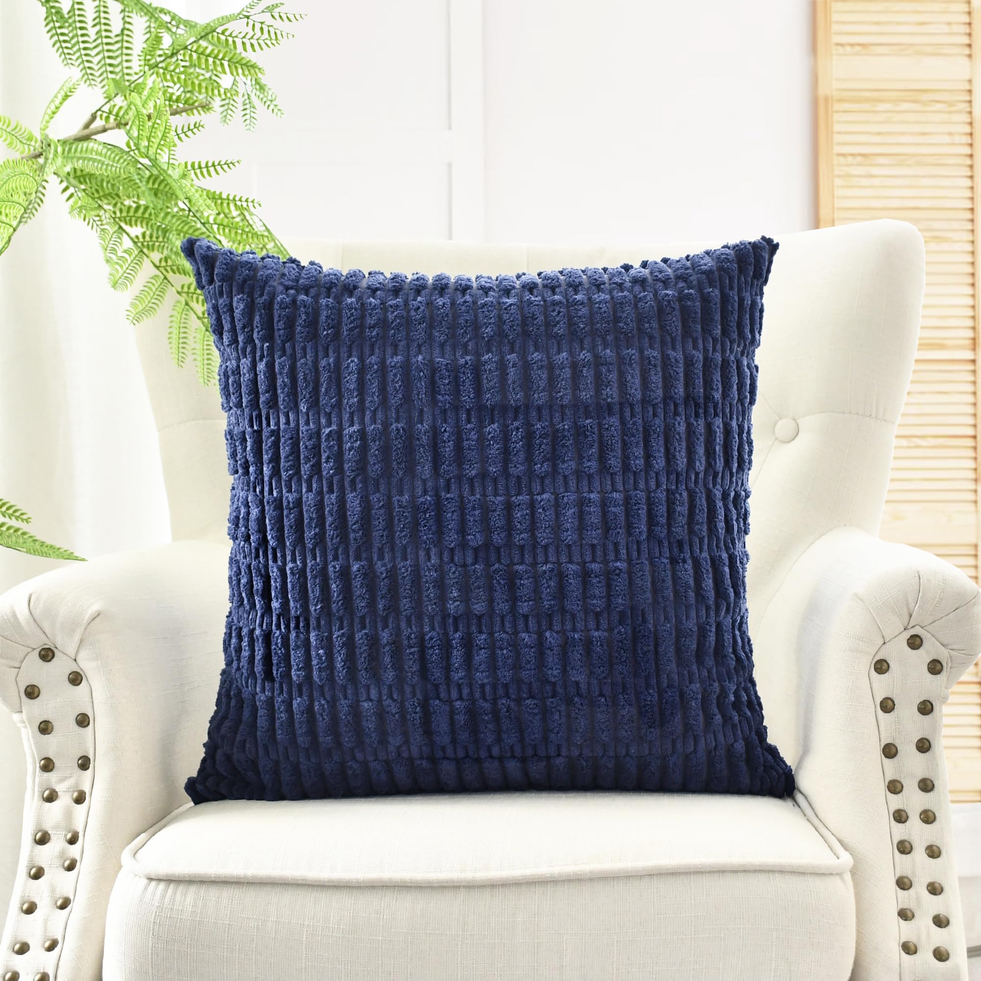 Foto 4 pulgar | Fundas De Cojín Calitime Comfy Corduroy Boho De 45 Cm, Color Azul Marino - Venta Internacional.
