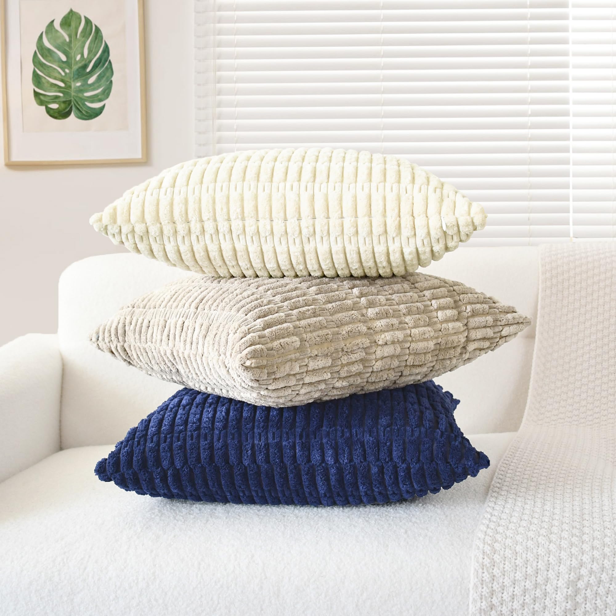Foto 6 pulgar | Fundas De Cojín Calitime Comfy Corduroy Boho De 45 Cm, Color Azul Marino - Venta Internacional.
