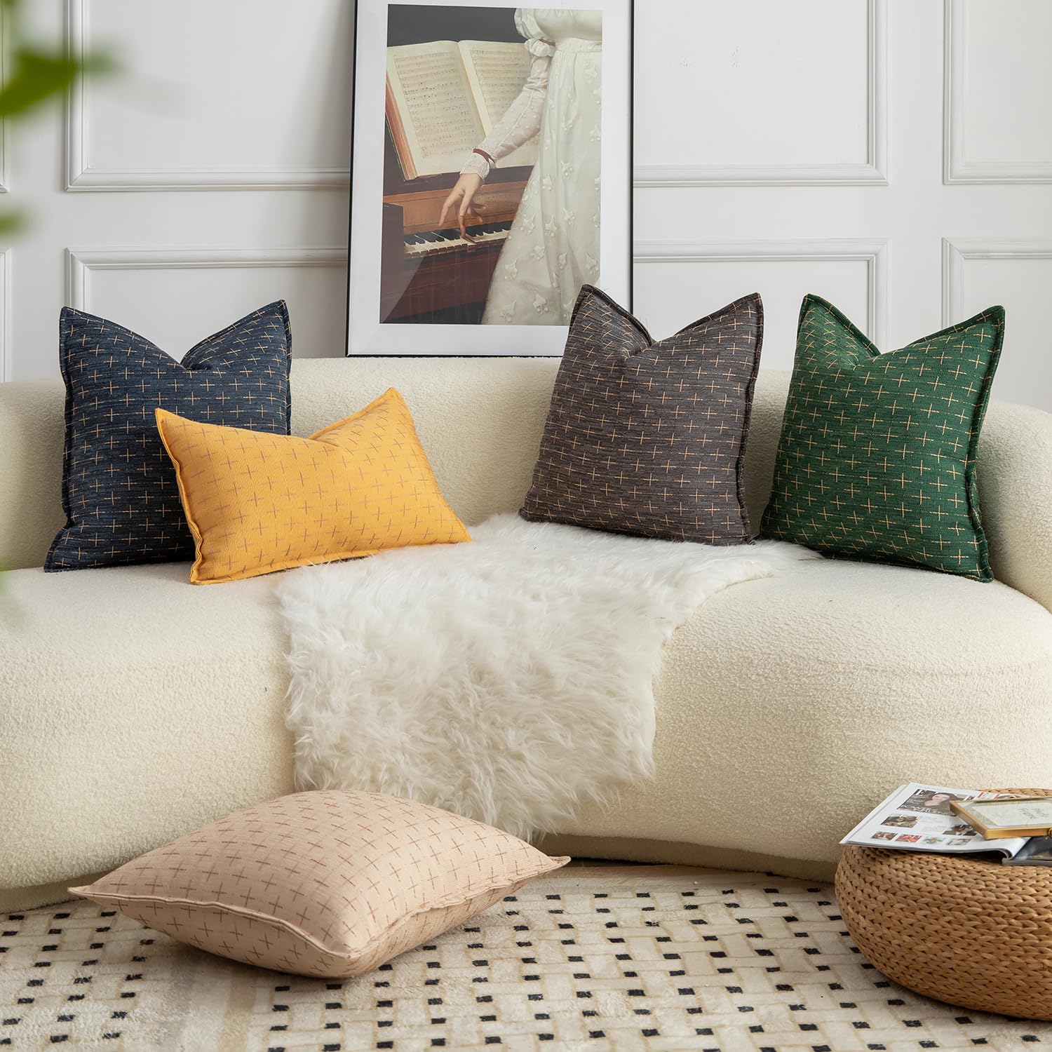 Foto 6 | Fundas De Almohada Mandioo De Lino De Arpillera, 30 X 50 Cm, Paquete De 2 Unidades, Amarillas - Venta Internacional.