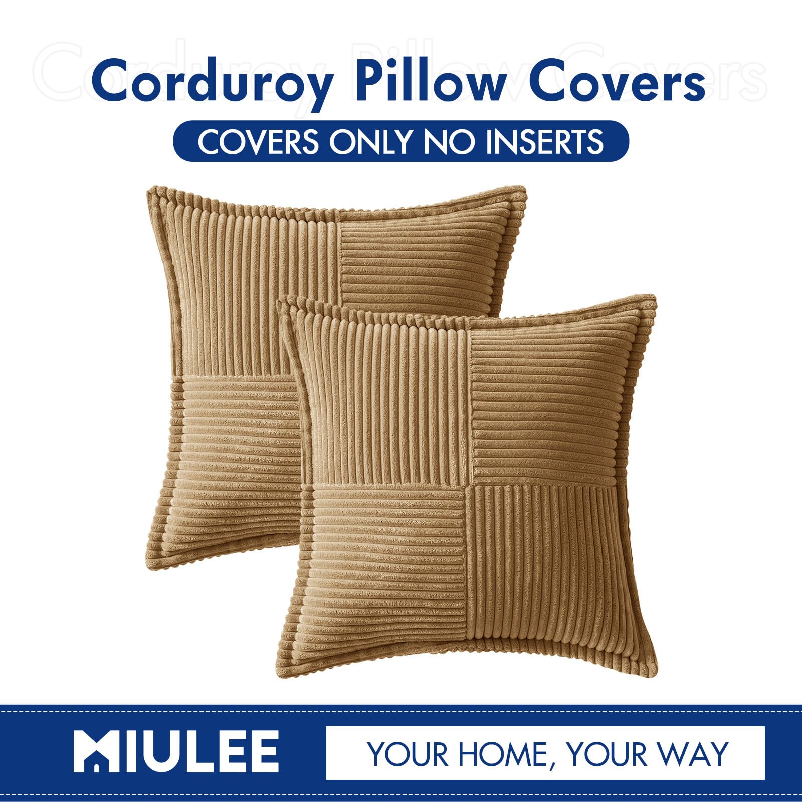 Foto 7 pulgar | Fundas De Almohada Miulee De Pana Marrón, 45 X 45 Cm, Juego De 2 - Venta Internacional.