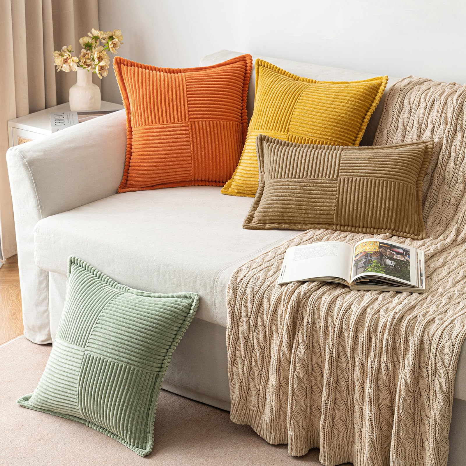 Foto 5 pulgar | Fundas De Almohada Miulee Boho Decor De 40 X 40 Cm, Juego De 2 Unidades, Color Marrón Pana - Venta Internacional.