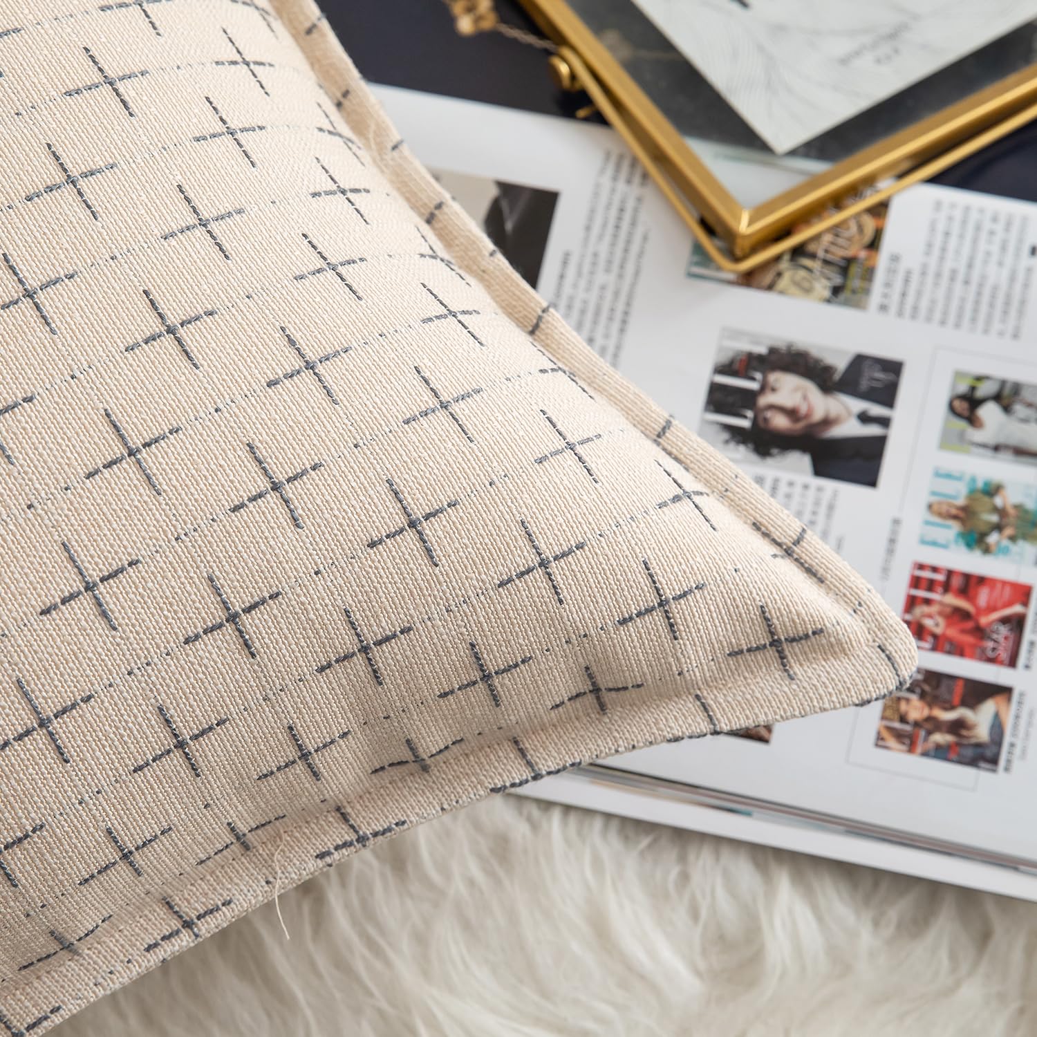 Foto 2 | Fundas De Almohada Mandioo De Lino De Arpillera, Estilo Moderno, Granja, 40 X 40 Cm - Venta Internacional.