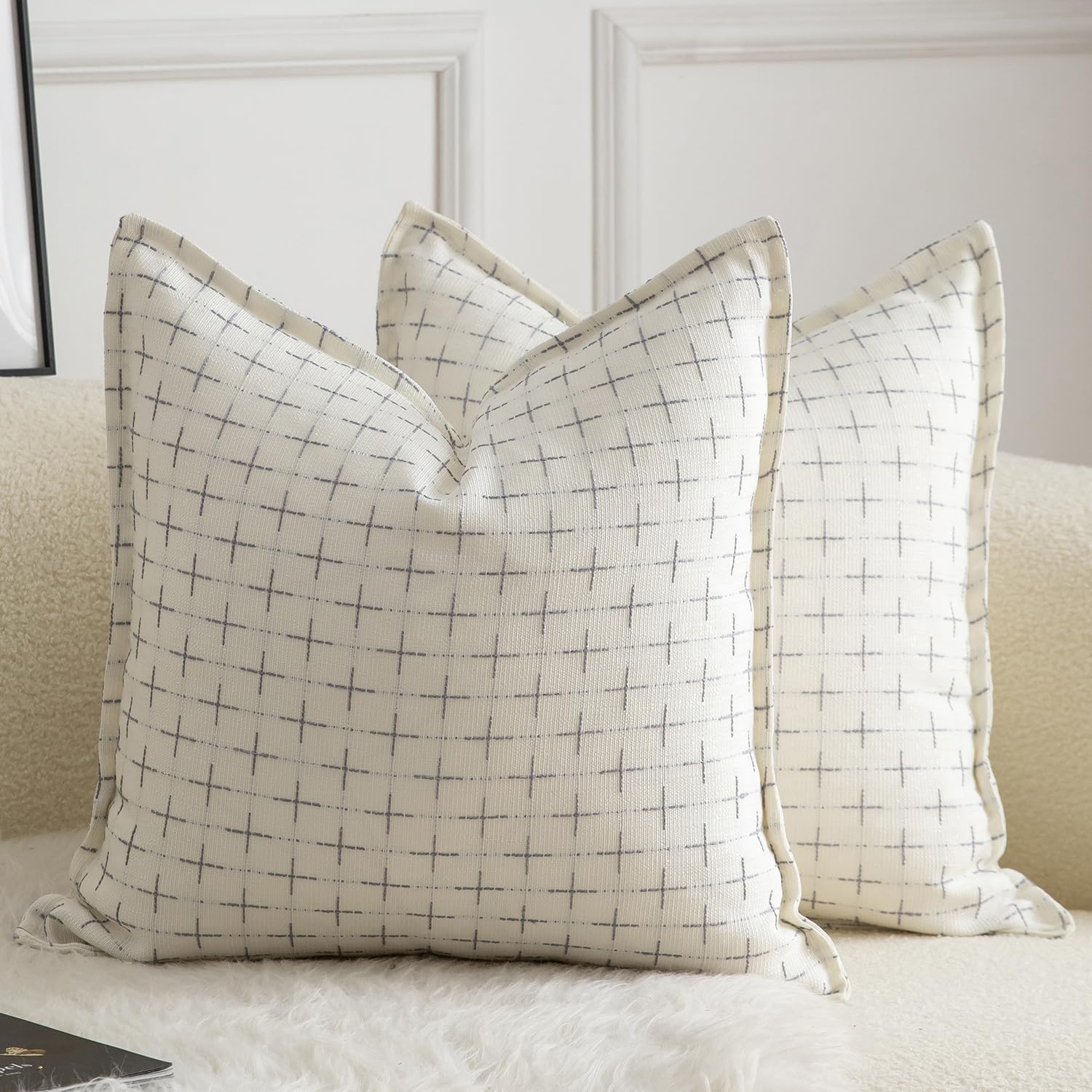 Fundas De Almohada Mandioo De Lino De Arpillera De 40 X 40 Cm, Paquete De 2 Unidades, Color Blanco - Venta Internaciona
