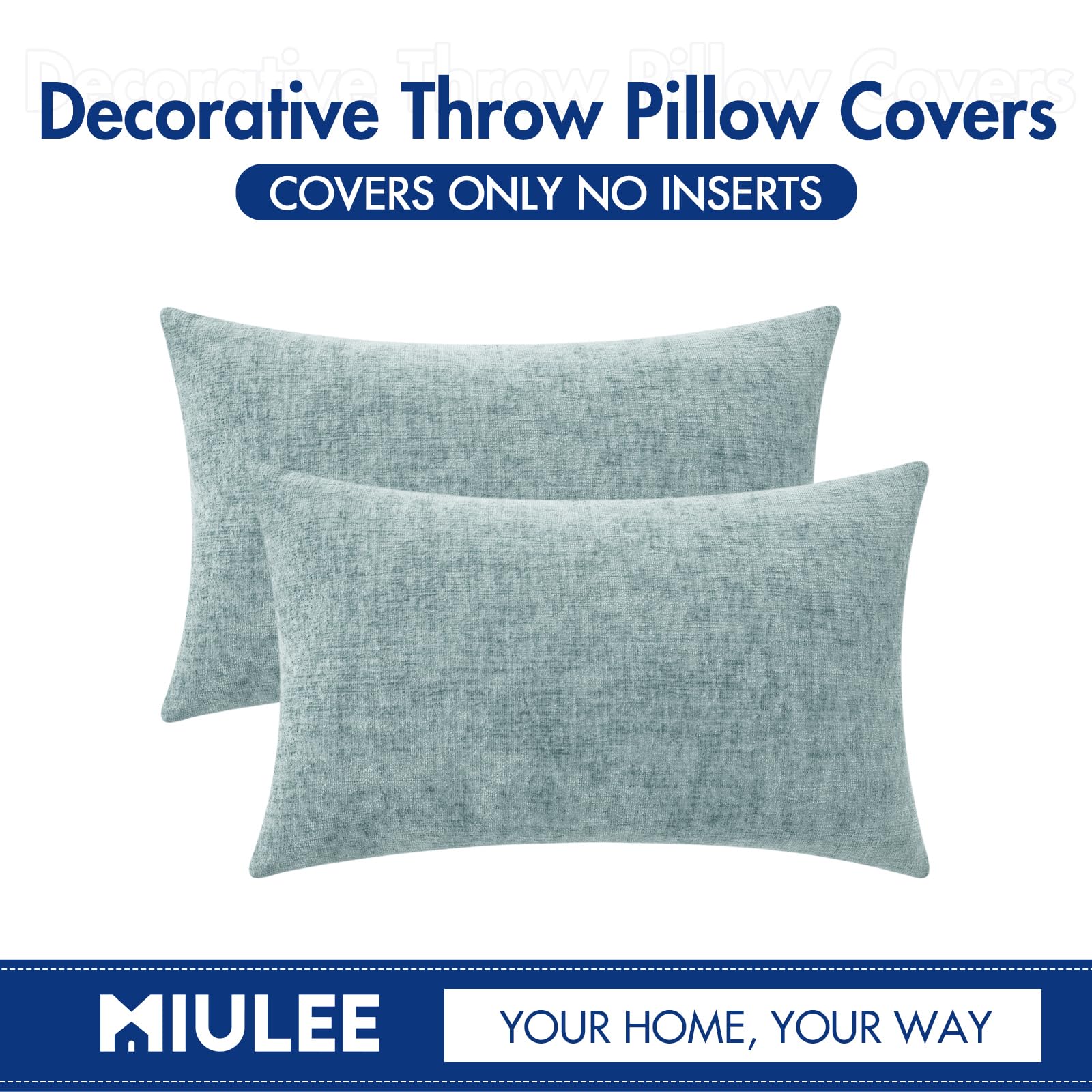 Foto 7 pulgar | Fundas De Almohada Miulee De Felpilla Azul Claro, 30 X 50 Cm, Paquete De 2 - Venta Internacional.