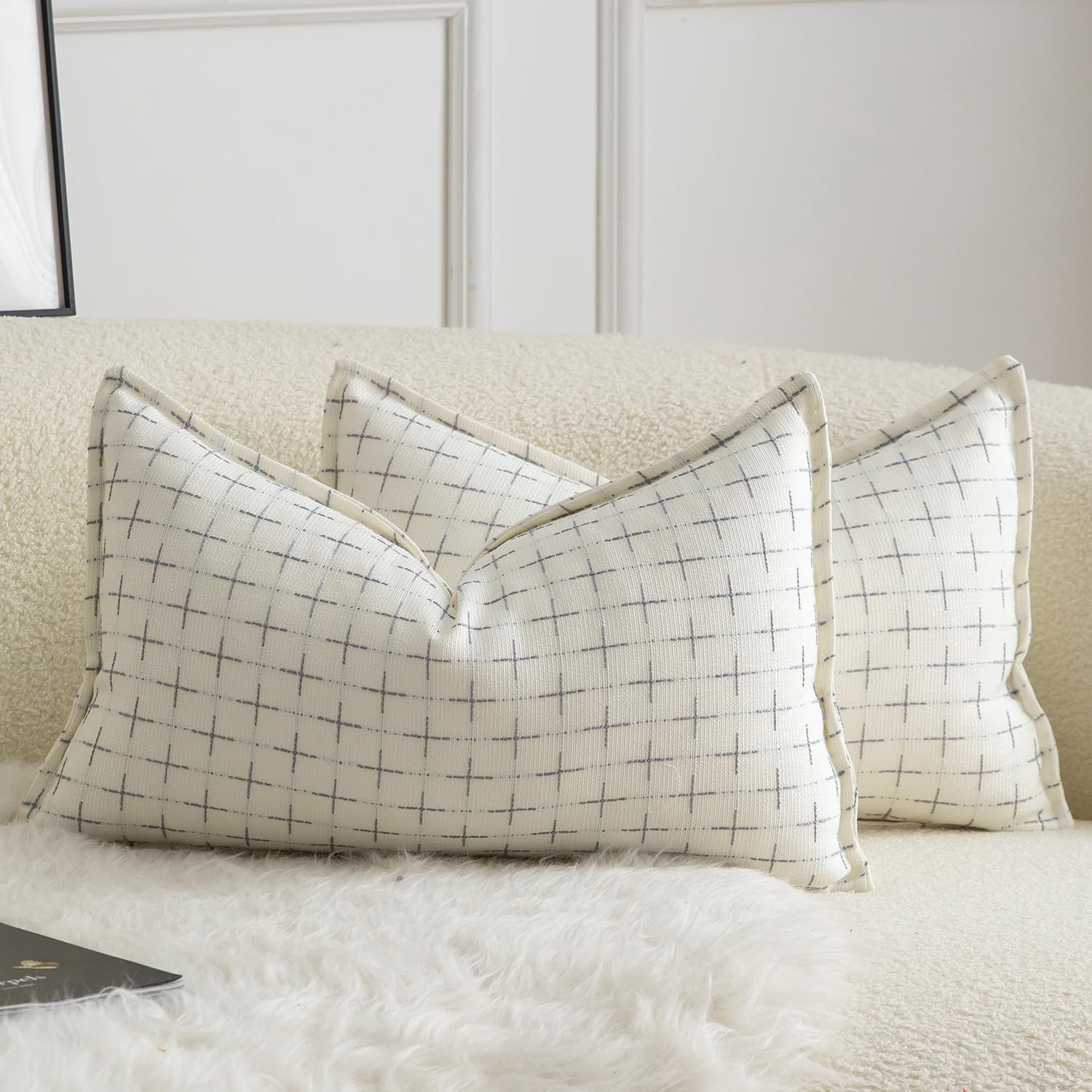 Fundas De Almohada Mandioo De Lino De Arpillera, 30 X 50 Cm, Paquete De 2 Unidades, Color Blanco - Venta Internacional.