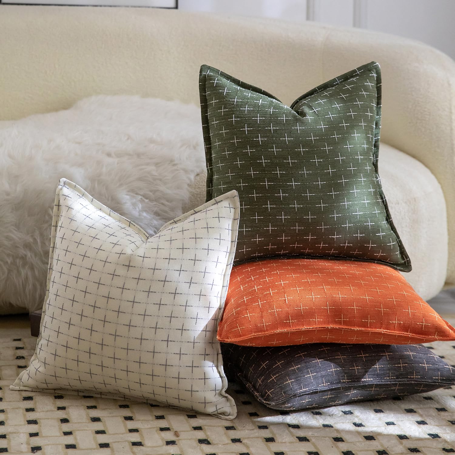 Foto 5 | Fundas De Almohada Mandioo De Lino De Arpillera, 30 X 50 Cm, Paquete De 2 Unidades, Color Blanco - Venta Internacional.