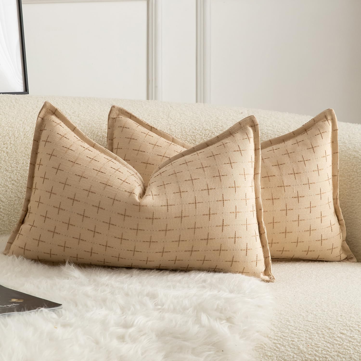 Fundas De Almohada Mandioo De Lino De Arpillera, 30 X 50 Cm, Paquete De 2 Unidades, Color Beige - Venta Internacional.