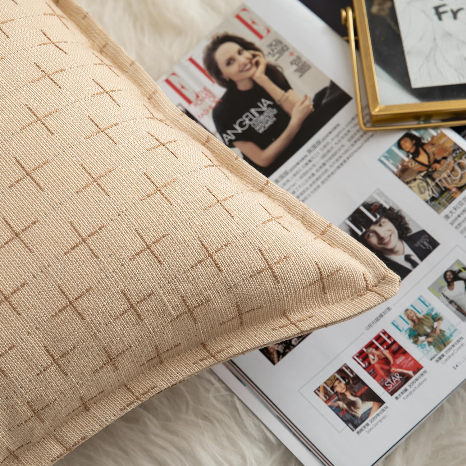 Foto 2 | Fundas De Almohada Mandioo De Lino De Arpillera, 30 X 50 Cm, Paquete De 2 Unidades, Color Beige - Venta Internacional.