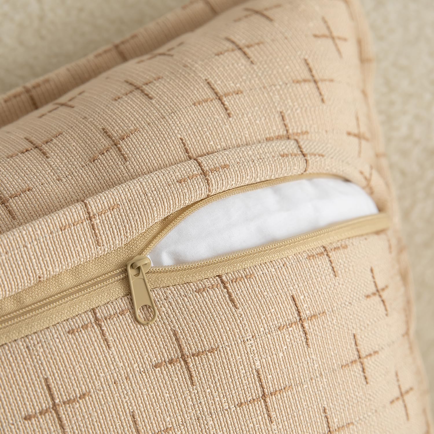 Foto 4 pulgar | Fundas De Almohada Mandioo De Lino De Arpillera, 30 X 50 Cm, Paquete De 2 Unidades, Color Beige - Venta Internacional.