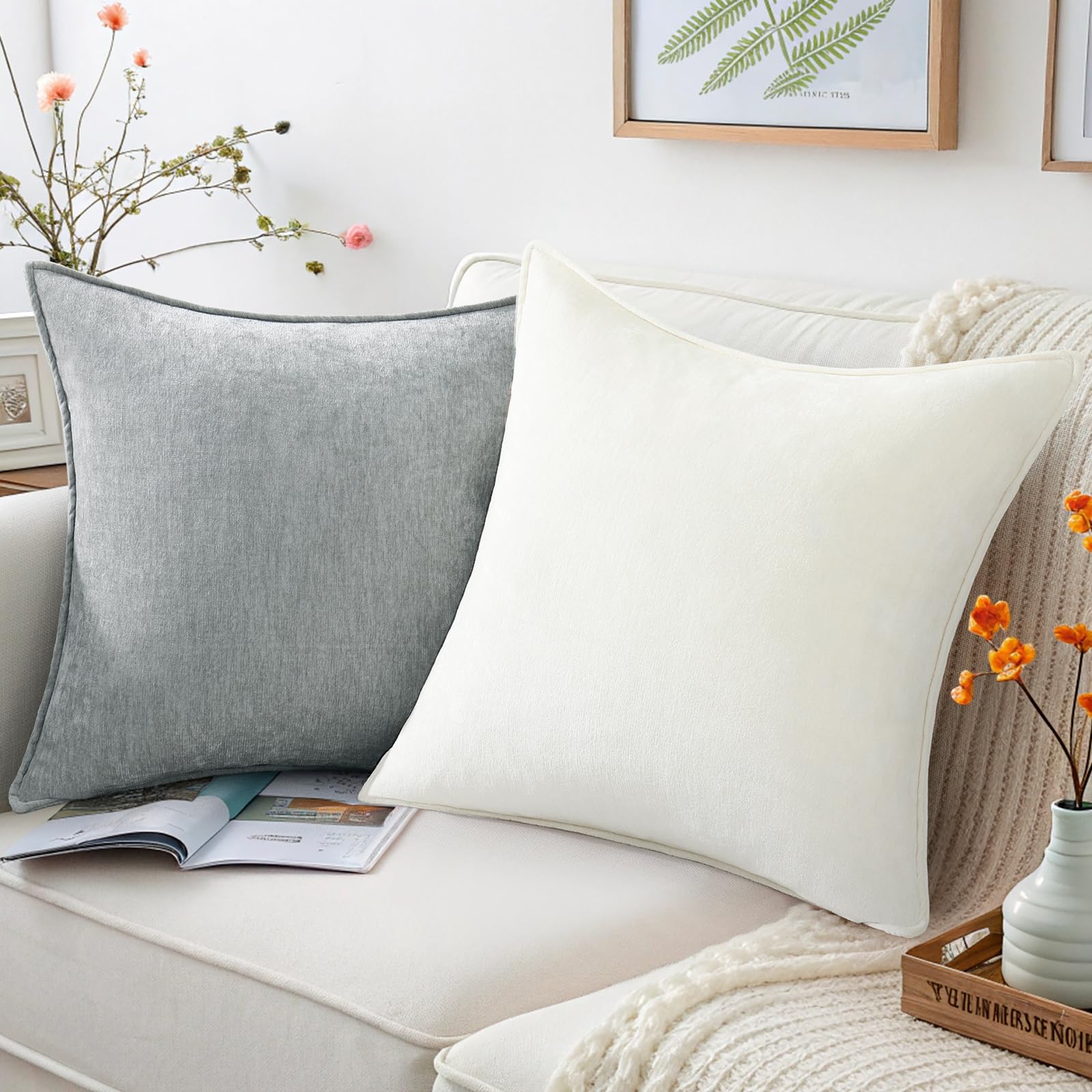 Foto 4 | Fundas De Almohada Decoruhome Chenille, 26 X 26 Cm, Juego De 2 Unidades, Ultimate Grey - Venta Internacional.