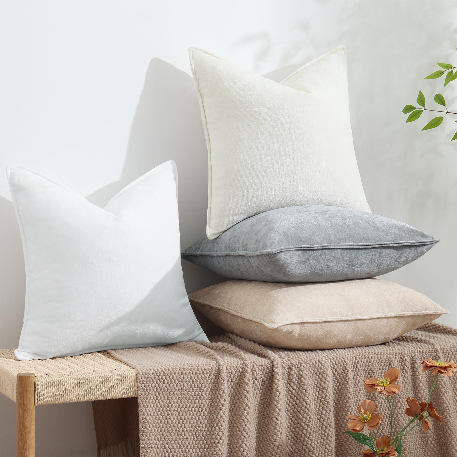 Foto 6 pulgar | Fundas De Almohada Decoruhome Chenille, 26 X 26 Cm, Juego De 2 Unidades, Ultimate Grey - Venta Internacional.