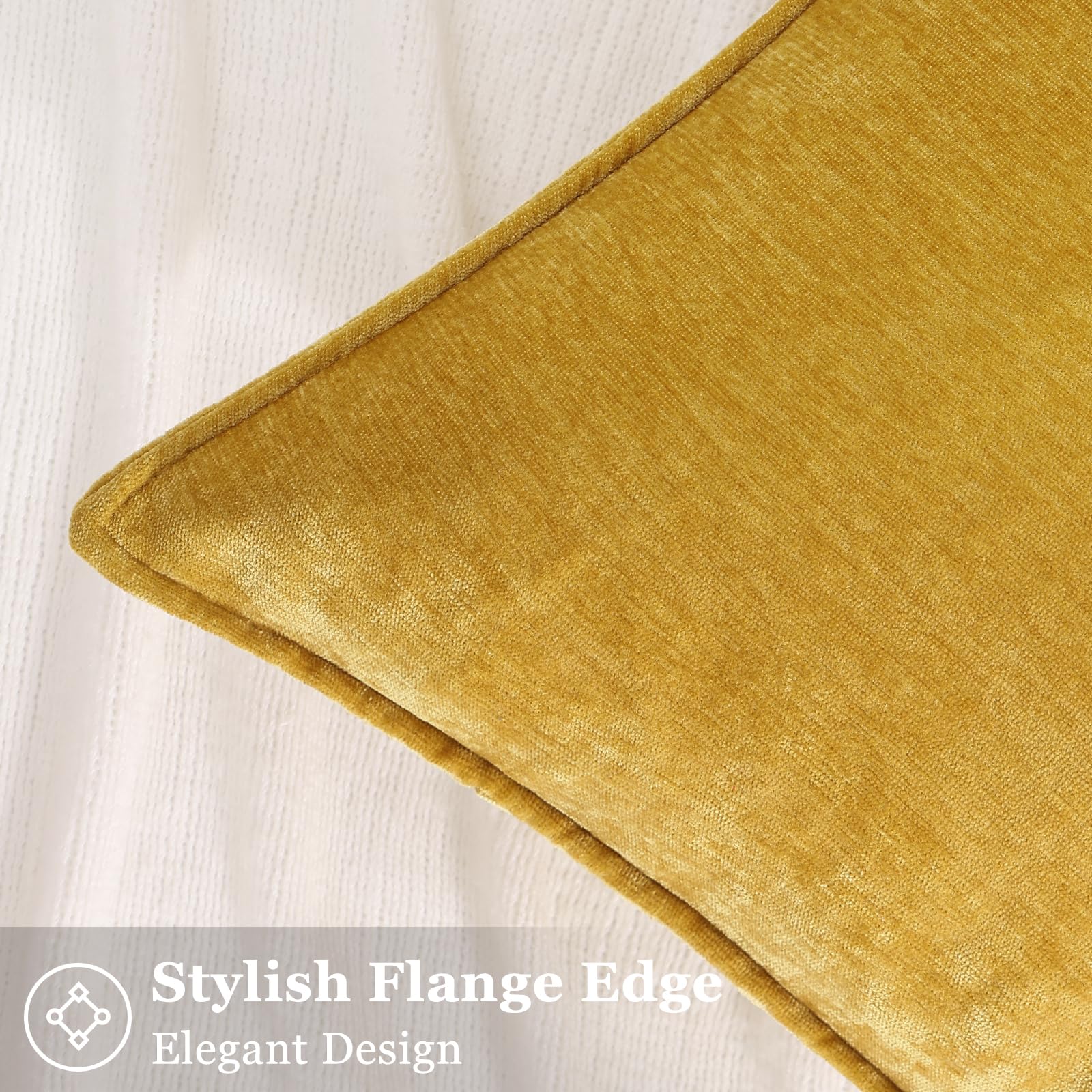Foto 3 | Fundas De Almohada Decoruhome Chenille, 26 X 26 Cm, Juego De 2 Unidades, Color Amarillo Mineral - Venta Internacional.