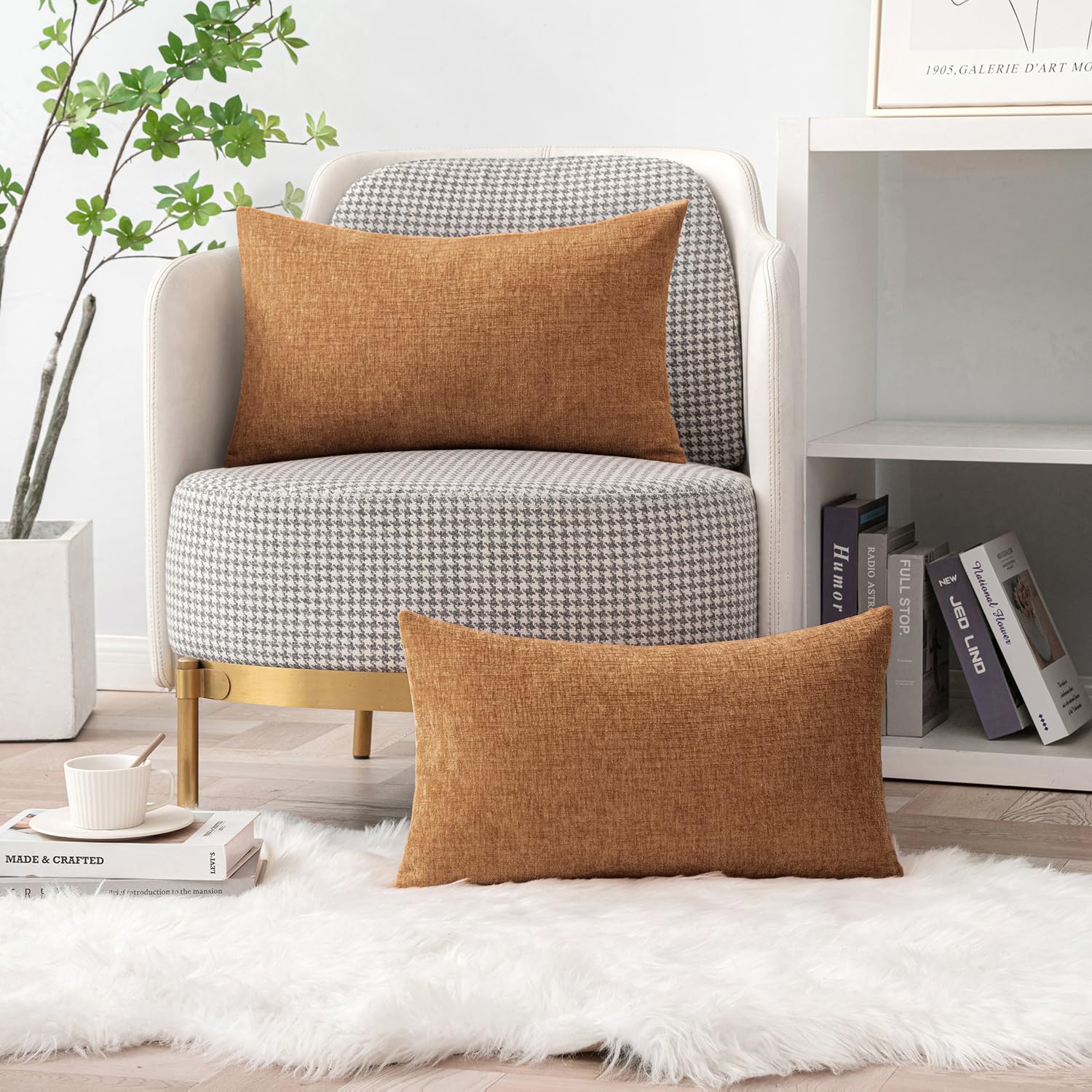 Foto 6 pulgar | Fundas De Almohada Miulee De Chenilla Marrón, 50 X 50 Cm, Paquete De 2 - Venta Internacional.