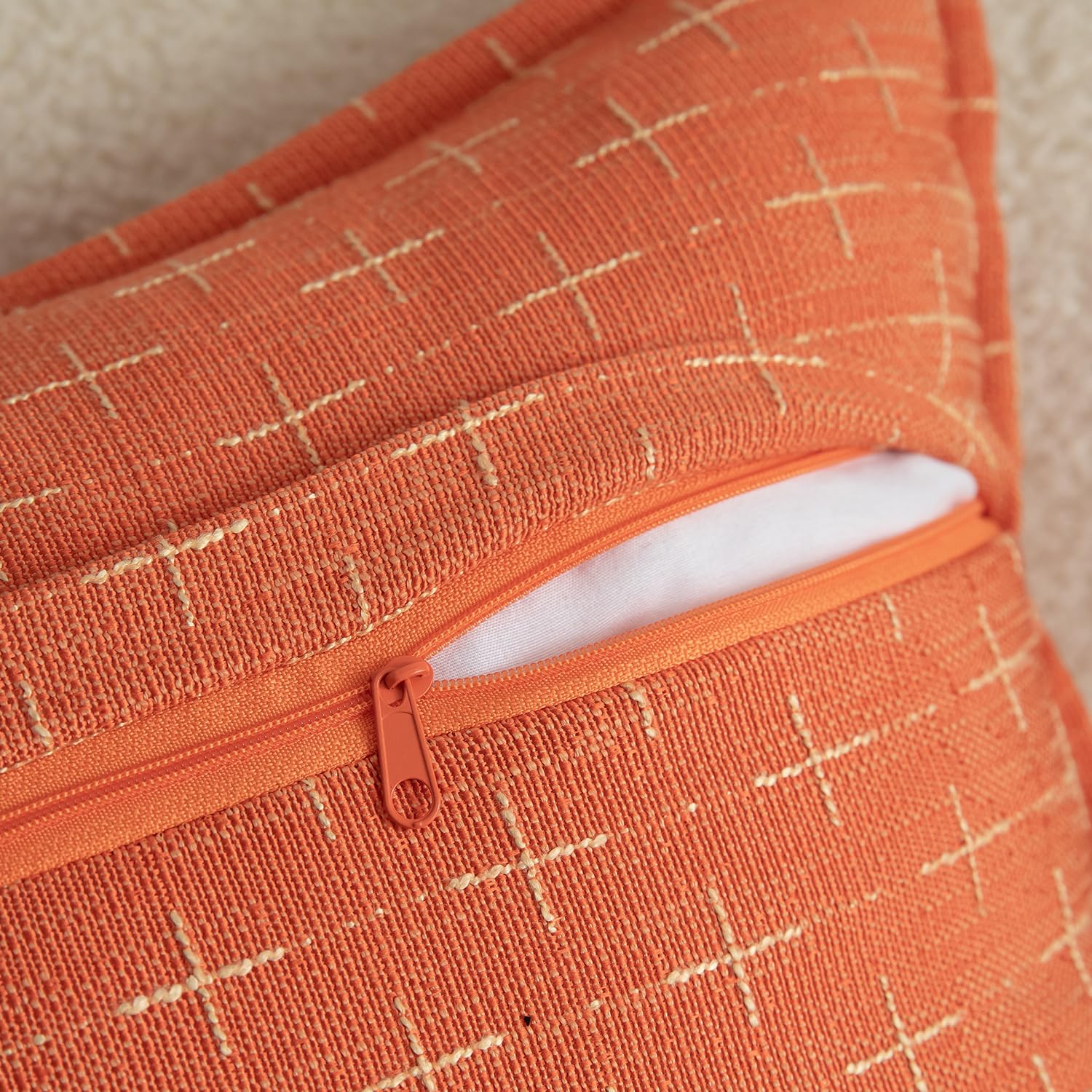 Foto 4 pulgar | Fundas De Almohada Mandioo De Lino De Arpillera De 40 X 40 Cm, Paquete De 2 Unidades, Color Naranja - Venta Internacio