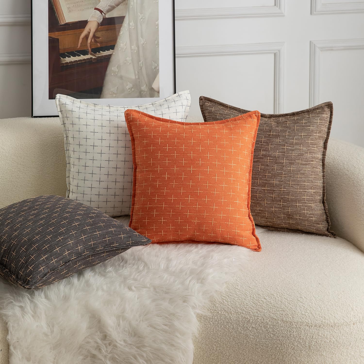Foto 6 pulgar | Fundas De Almohada Mandioo De Lino De Arpillera De 40 X 40 Cm, Paquete De 2 Unidades, Color Naranja - Venta Internacio