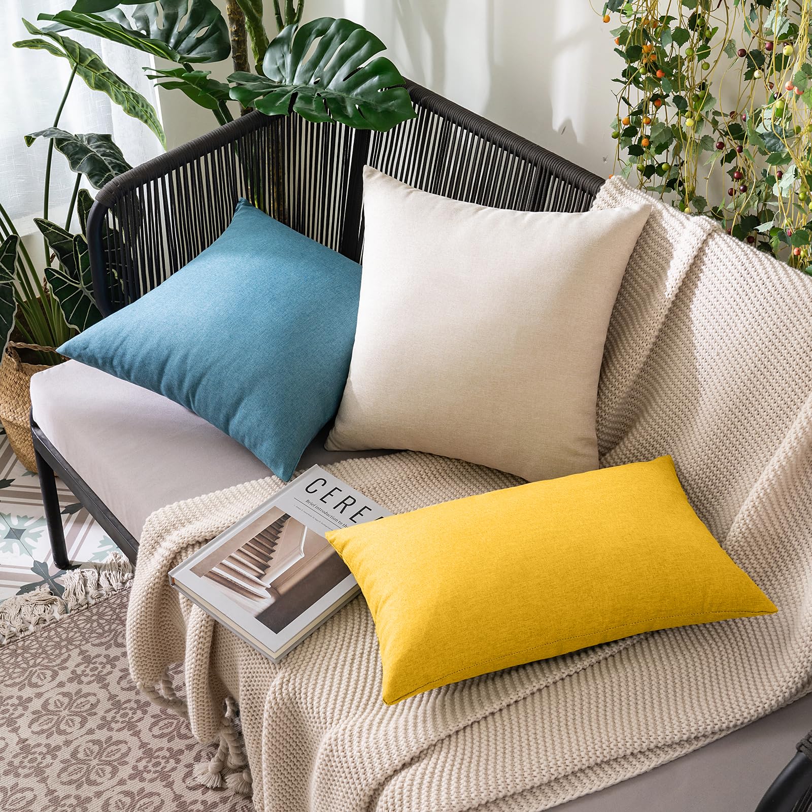 Foto 5 | Fundas De Almohada Miulee Impermeables De Lino Sintético Primaveral De 30 X 50 Cm - Venta Internacional.