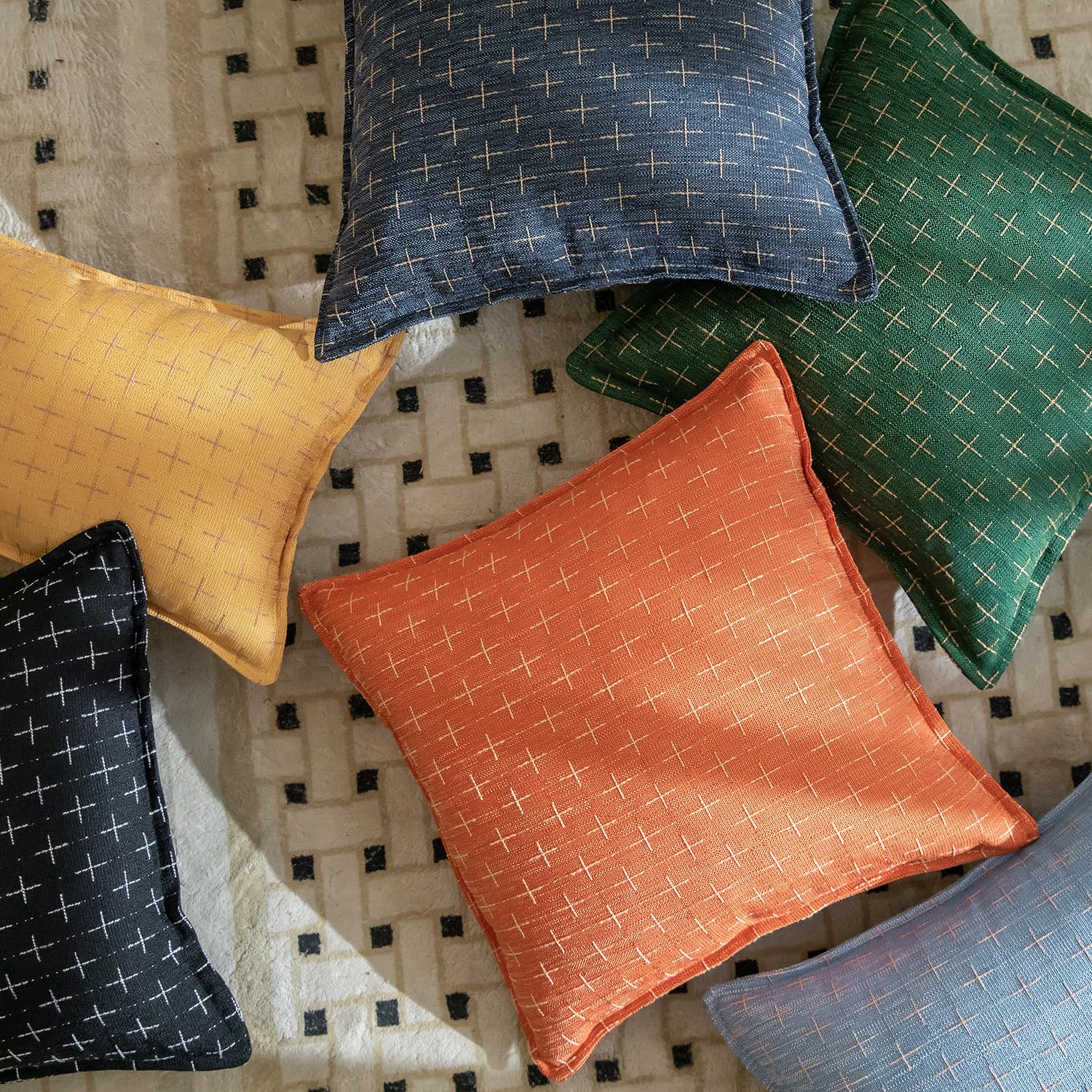 Foto 5 | Fundas De Almohada Mandioo De Lino De Arpillera, 45 X 45 Cm, 2 Unidades, Color Negro - Venta Internacional.