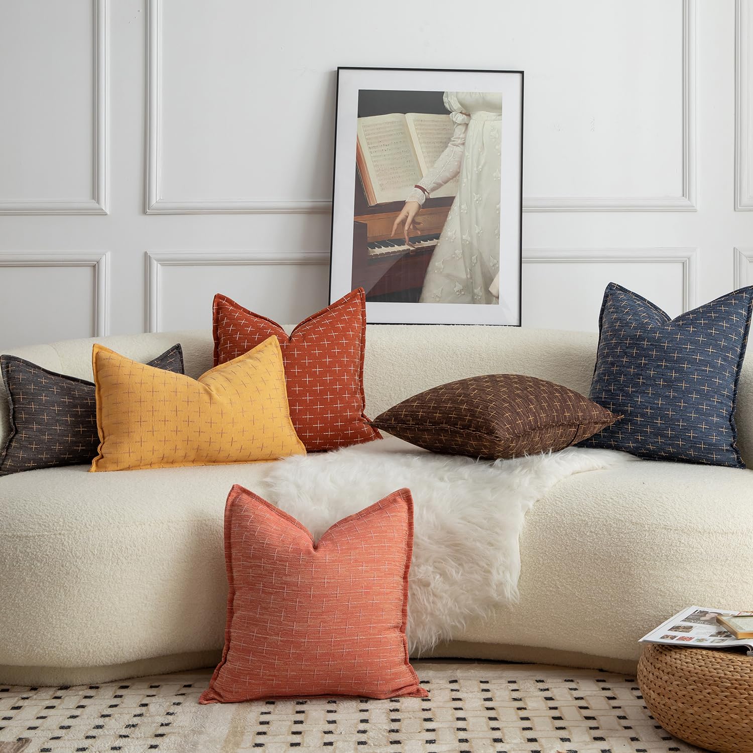 Foto 6 | Fundas De Almohada Mandioo De Lino De Arpillera, 45 X 45 Cm, 2 Unidades, Color Negro - Venta Internacional.