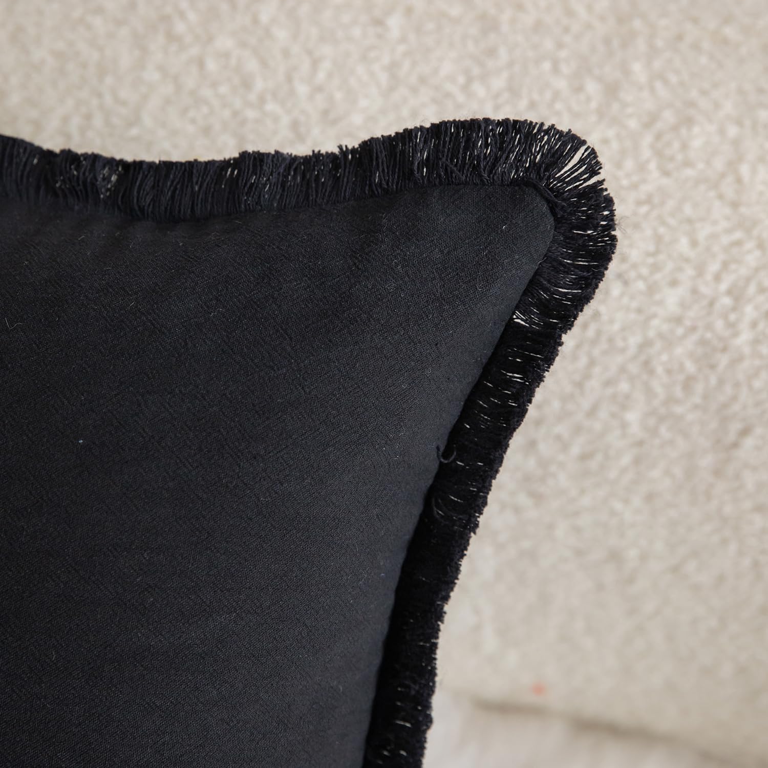 Foto 3 pulgar | Fundas De Almohada Mandioo De Algodón Neutro Con Flecos De 45 X 45 Cm, Color Negro (2) - Venta Internacional.