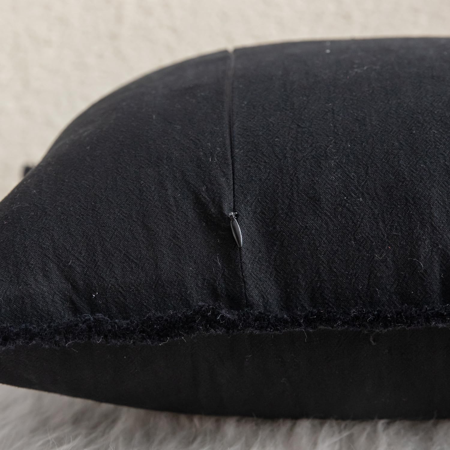 Foto 3 | Fundas De Almohada Mandioo De Algodón Neutro Con Flecos De 45 X 45 Cm, Color Negro (2) - Venta Internacional.