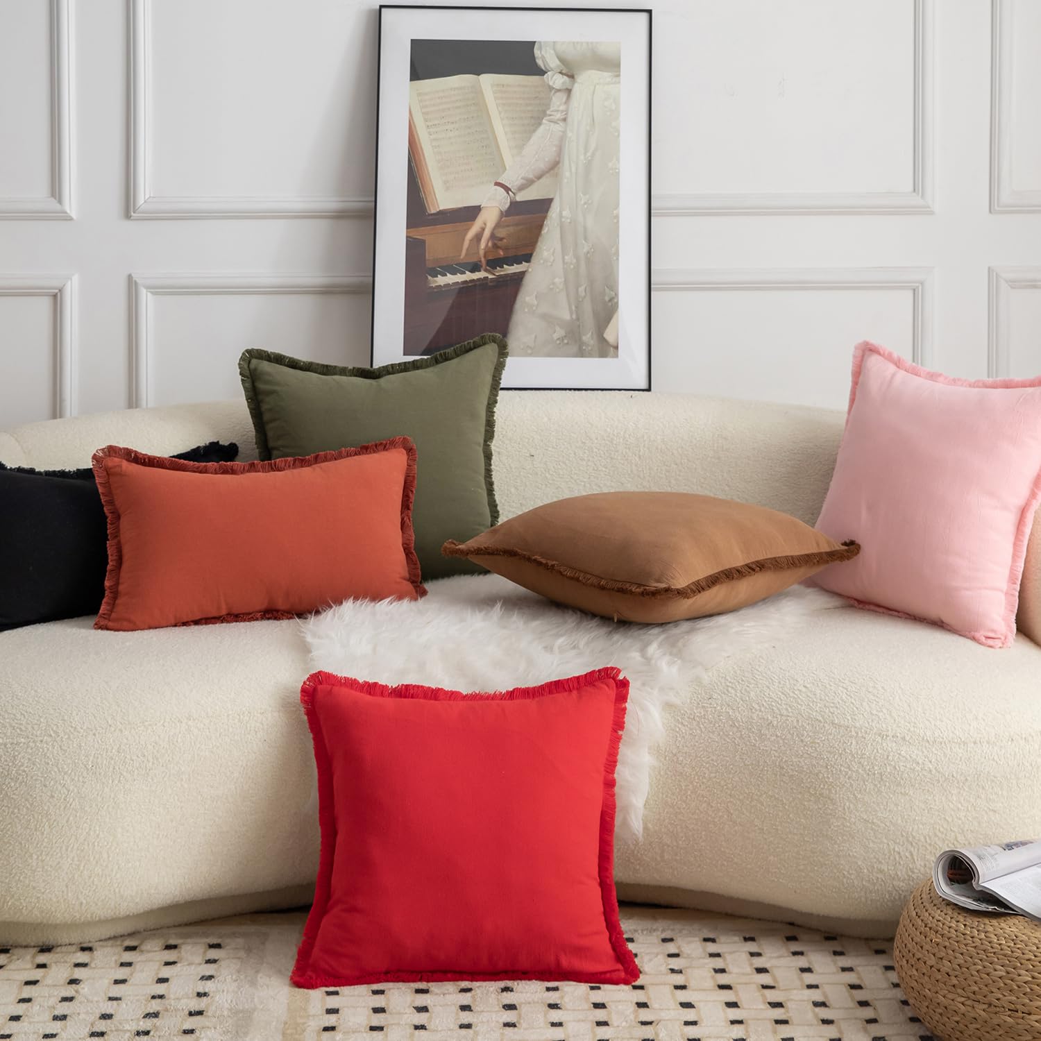 Foto 7 pulgar | Fundas De Almohada Mandioo De Algodón Neutro Con Flecos De 45 X 45 Cm, Color Negro (2) - Venta Internacional.