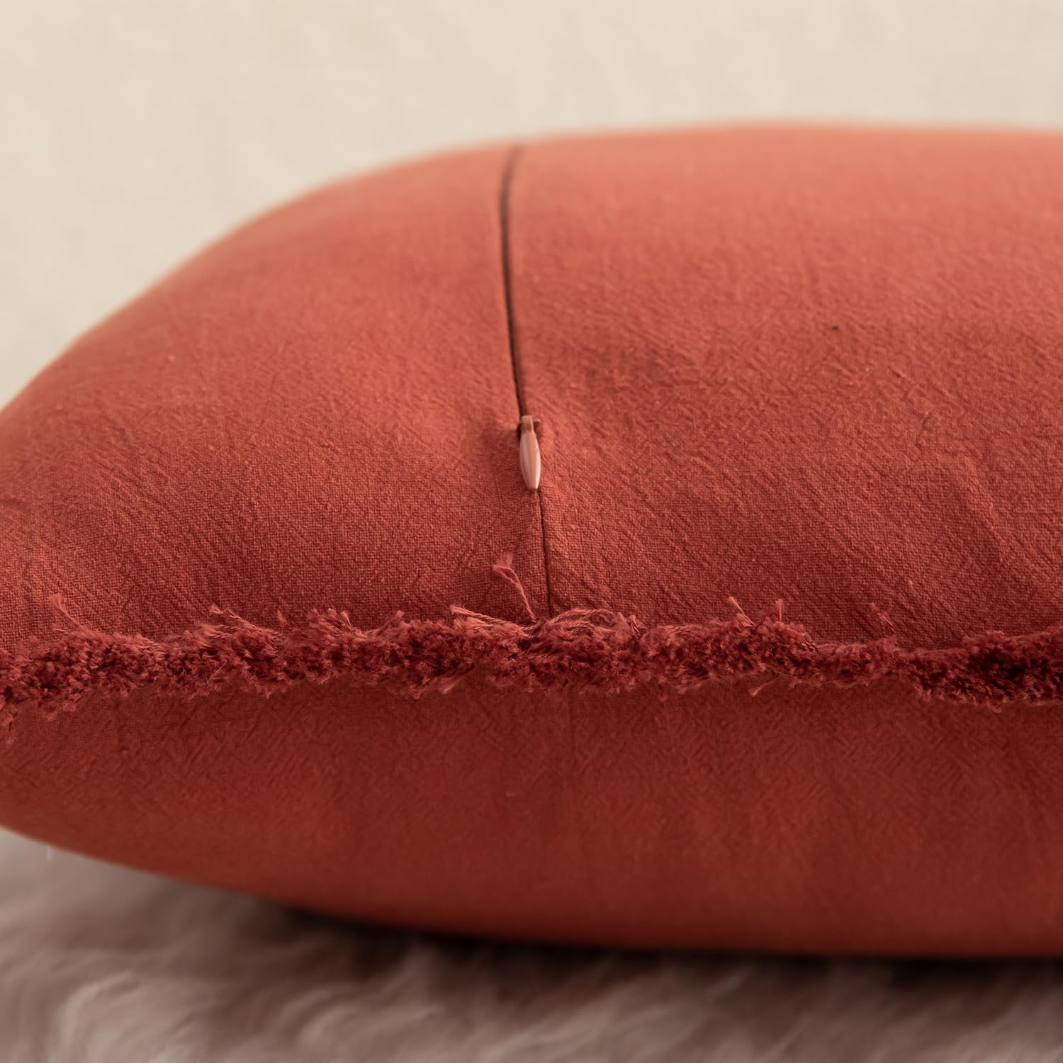 Foto 3 | Fundas De Almohada Mandioo De Algodón Neutro Con Flecos De 45 X 45 Cm, Juego De 2 - Venta Internacional.
