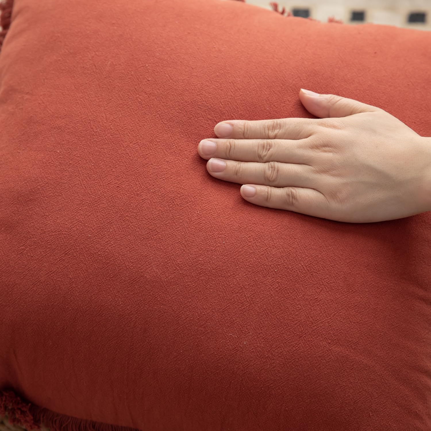 Foto 4 | Fundas De Almohada Mandioo De Algodón Neutro Con Flecos De 45 X 45 Cm, Juego De 2 - Venta Internacional.