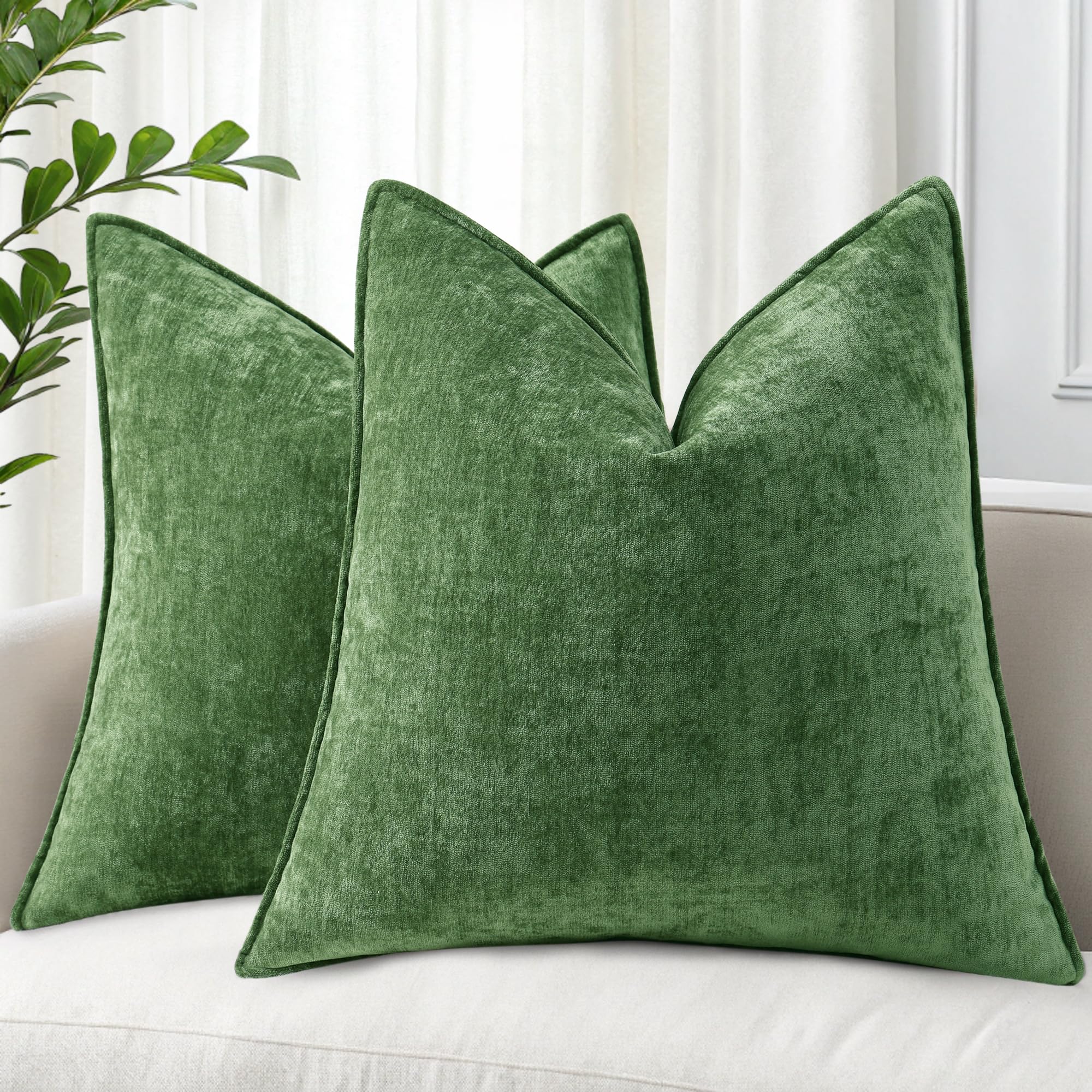 Foto 1 | Fundas De Almohada Decoruhome Spring Chenille, 60 X 60 Cm, Color Verde Musgo - Venta Internacional.