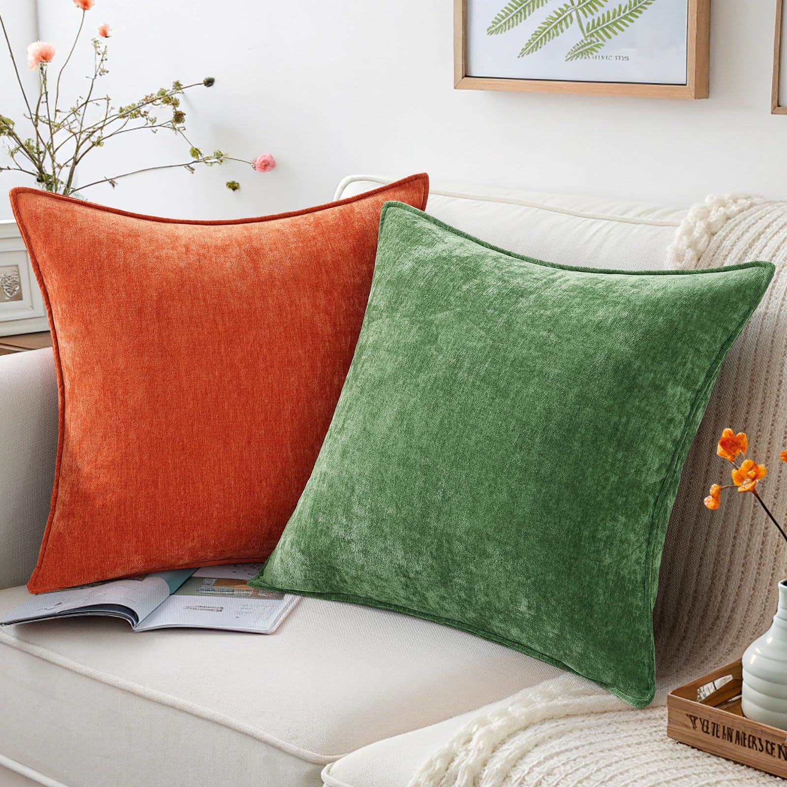 Foto 4 | Fundas De Almohada Decoruhome Spring Chenille, 60 X 60 Cm, Color Verde Musgo - Venta Internacional.