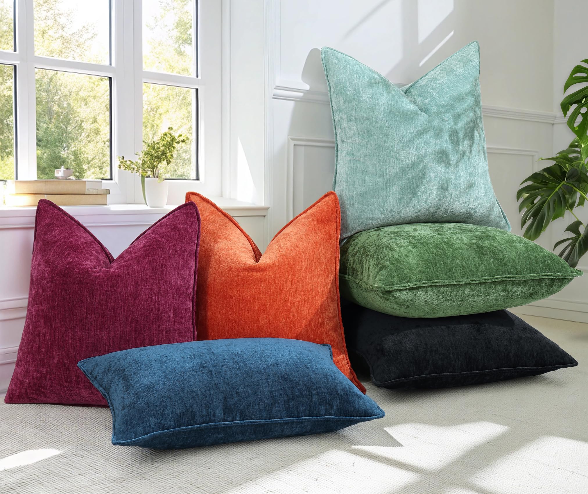 Foto 6 | Fundas De Almohada Decoruhome Spring Chenille, 60 X 60 Cm, Color Verde Musgo - Venta Internacional.
