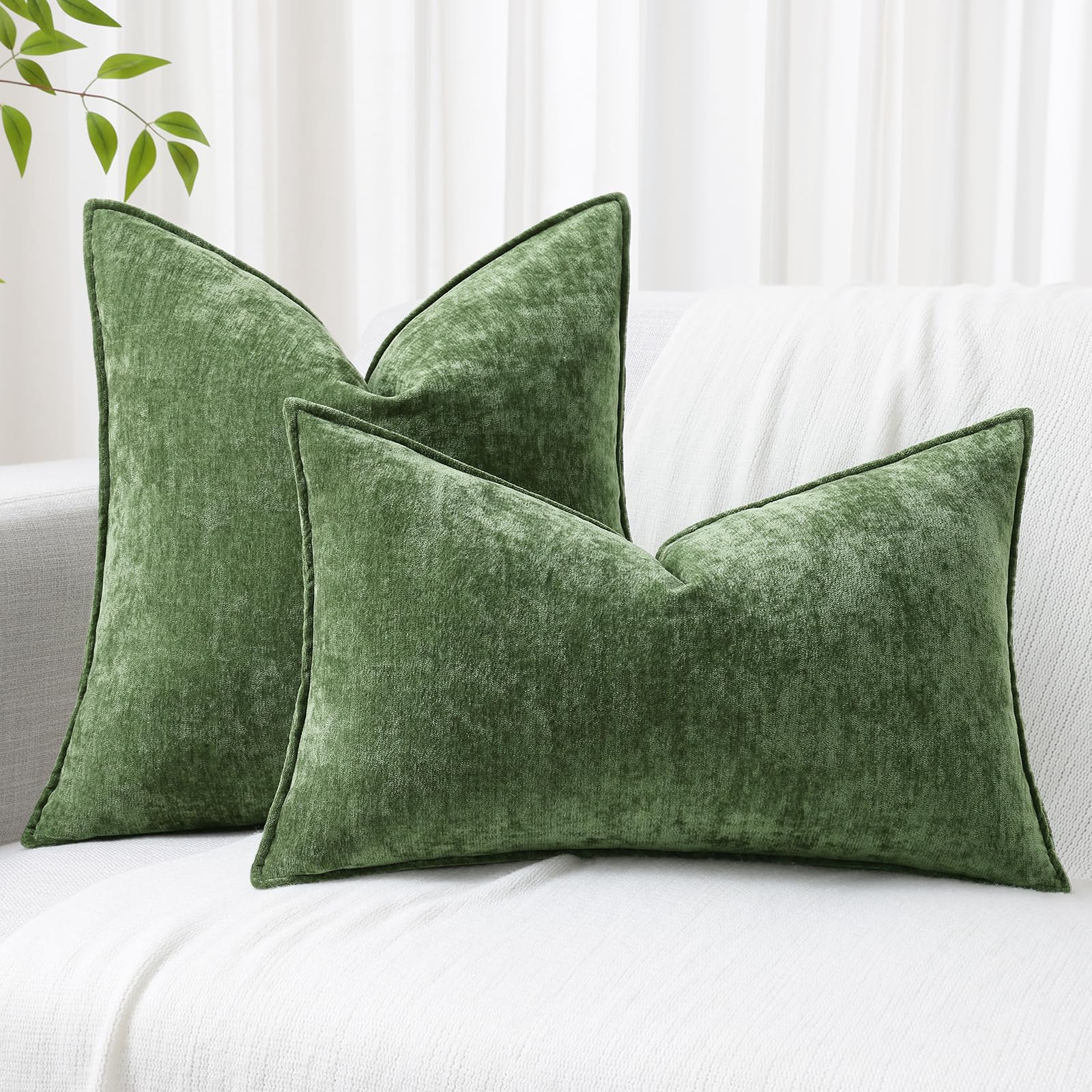 Foto 7 | Fundas De Almohada Decoruhome Spring Chenille, 60 X 60 Cm, Color Verde Musgo - Venta Internacional.