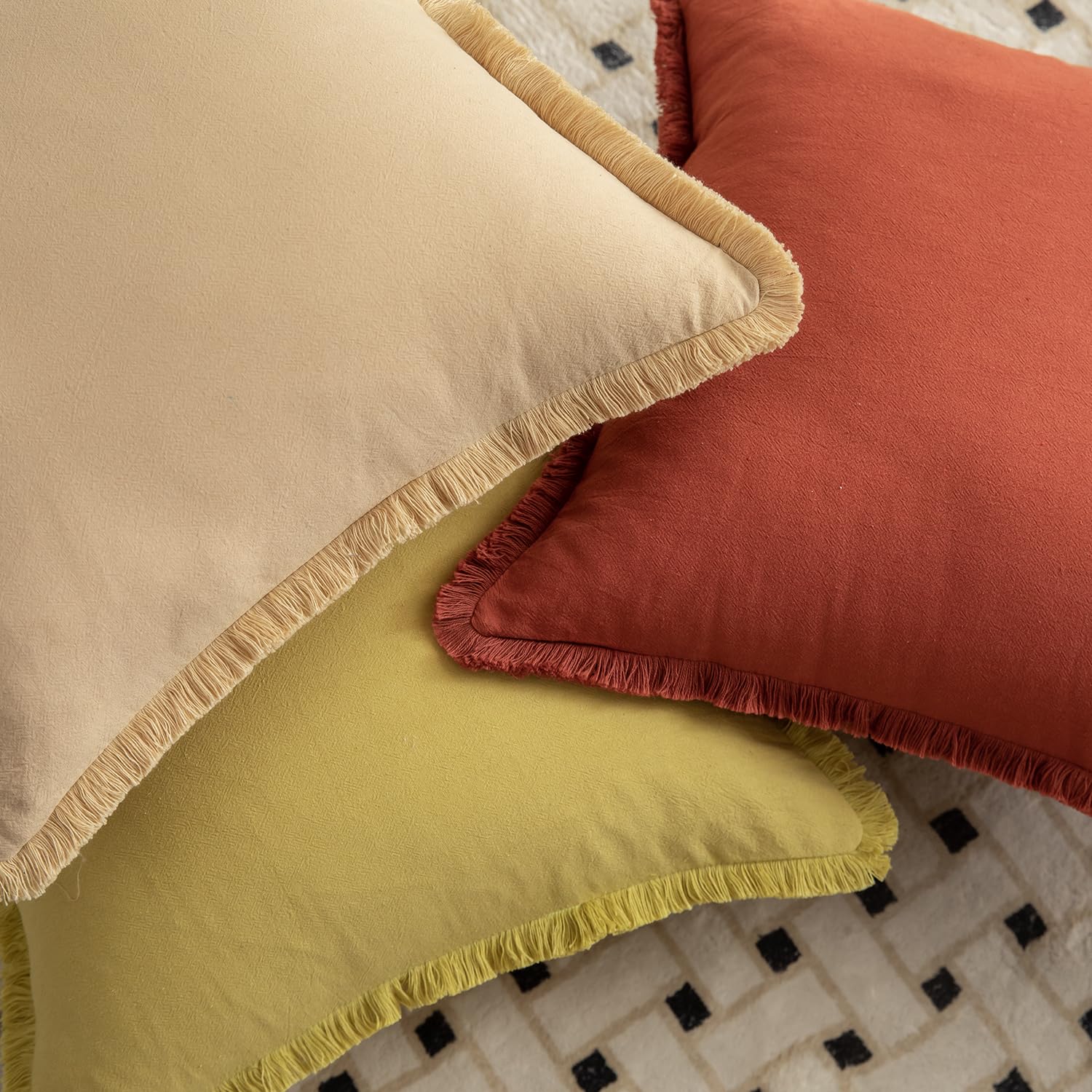 Foto 6 pulgar | Fundas De Cojín Mandioo De Algodón Neutro Con Flecos De 45 X 45 Cm - Venta Internacional.