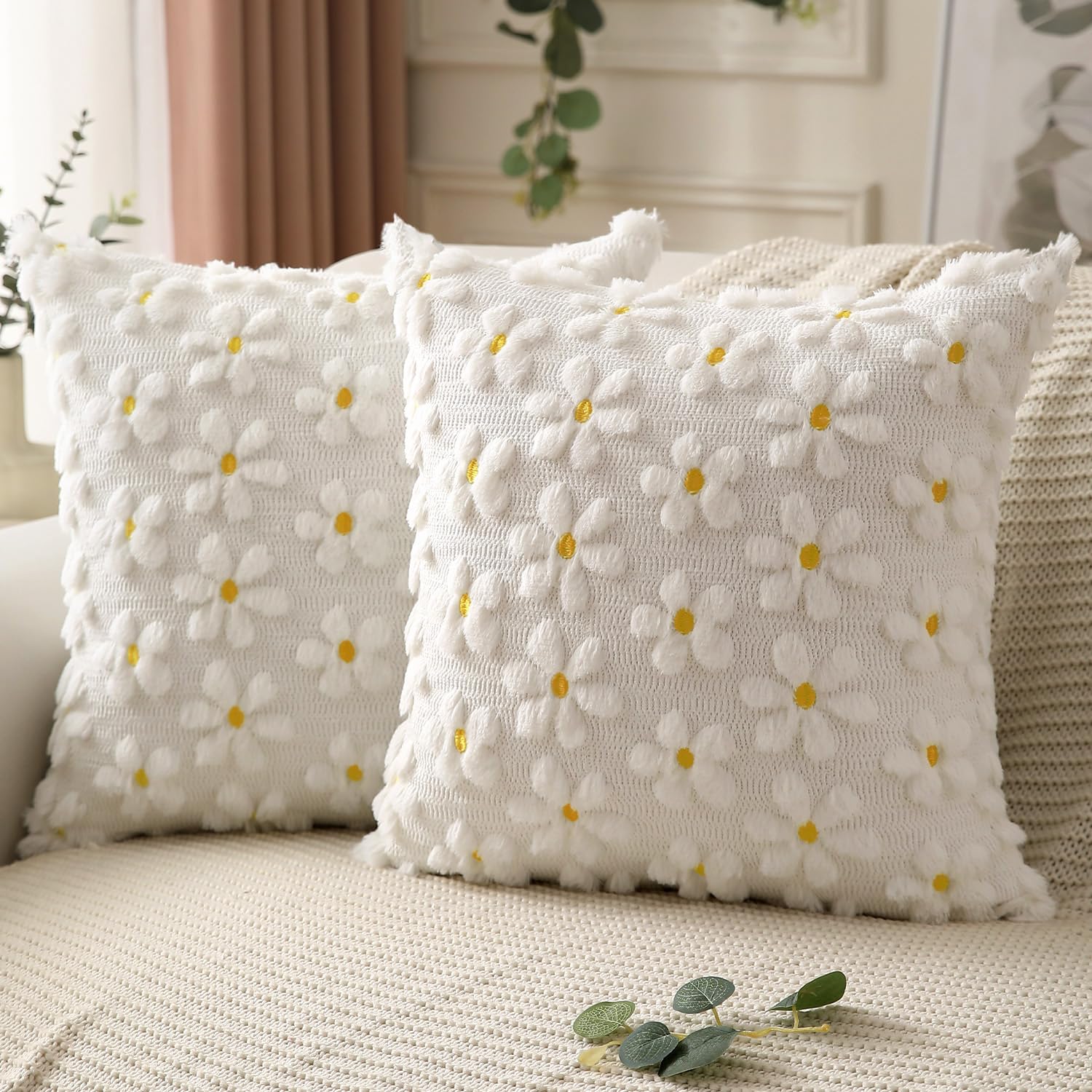 Fundas De Almohada Dfxsz Para Primavera Y Verano, 50 X 50 Cm, Color Amarillo, Juego De 2 - Venta Internacional.