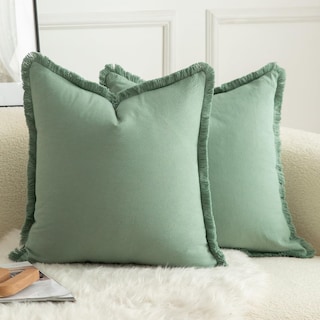 Foto 1 | Fundas De Almohada Mandioo De Algodón Neutro Con Flecos De 45 X 45 Cm, Color Verde Salvia - Venta Internacional.