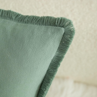 Foto 2 | Fundas De Almohada Mandioo De Algodón Neutro Con Flecos De 45 X 45 Cm, Color Verde Salvia - Venta Internacional.