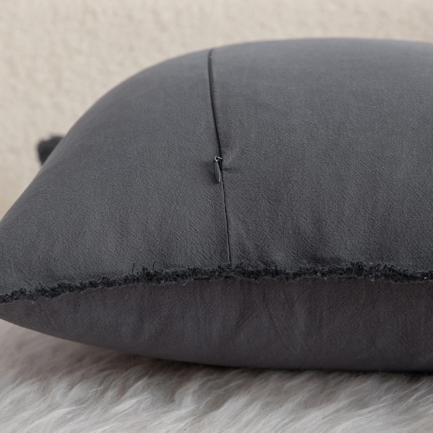 Foto 4 pulgar | Fundas De Almohada Mandioo De Algodón Neutro Con Flecos De 45 X 45 Cm, Color Gris (2) - Venta Internacional.