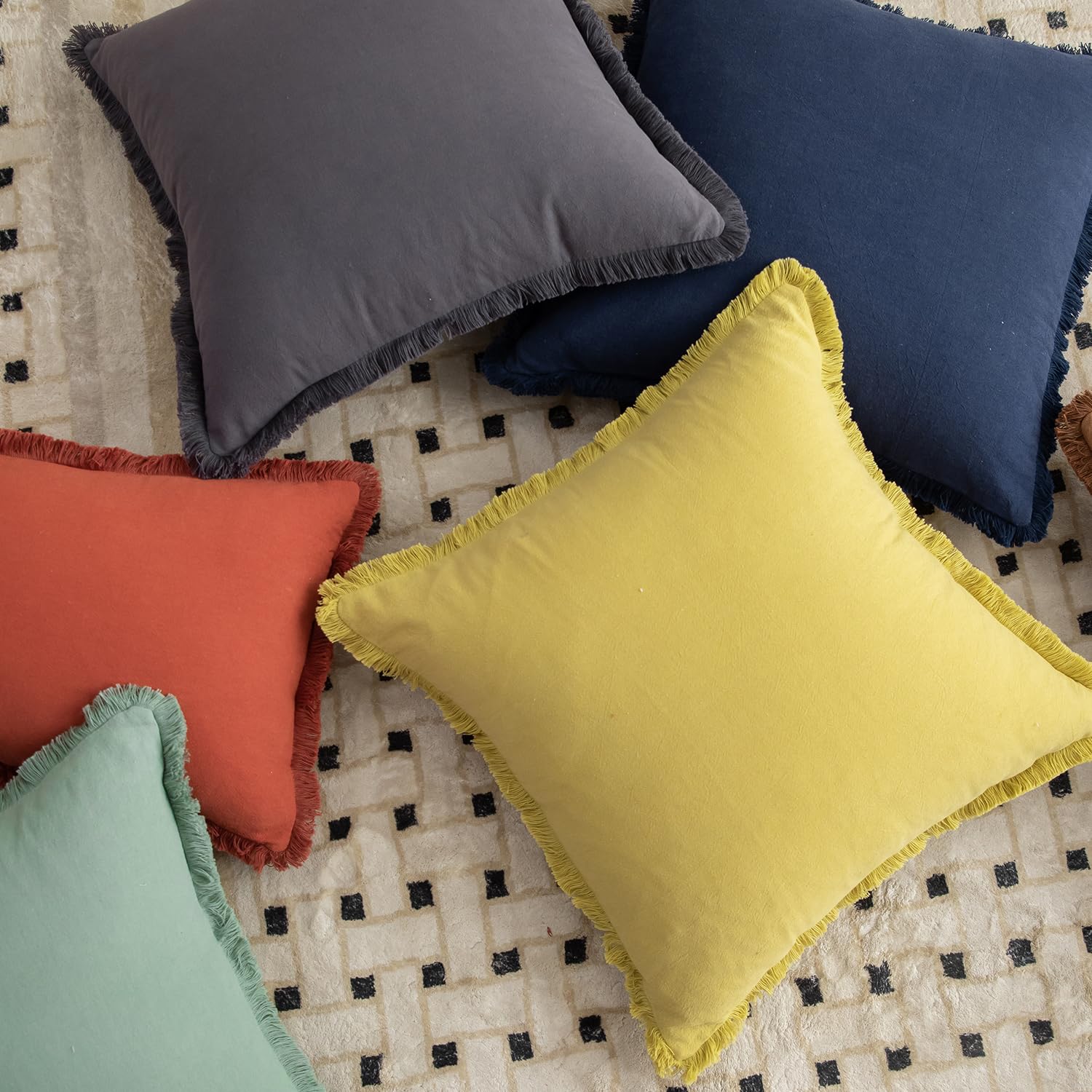 Foto 6 pulgar | Fundas De Almohada Mandioo De Algodón Neutro Con Flecos De 45 X 45 Cm, Color Gris (2) - Venta Internacional.