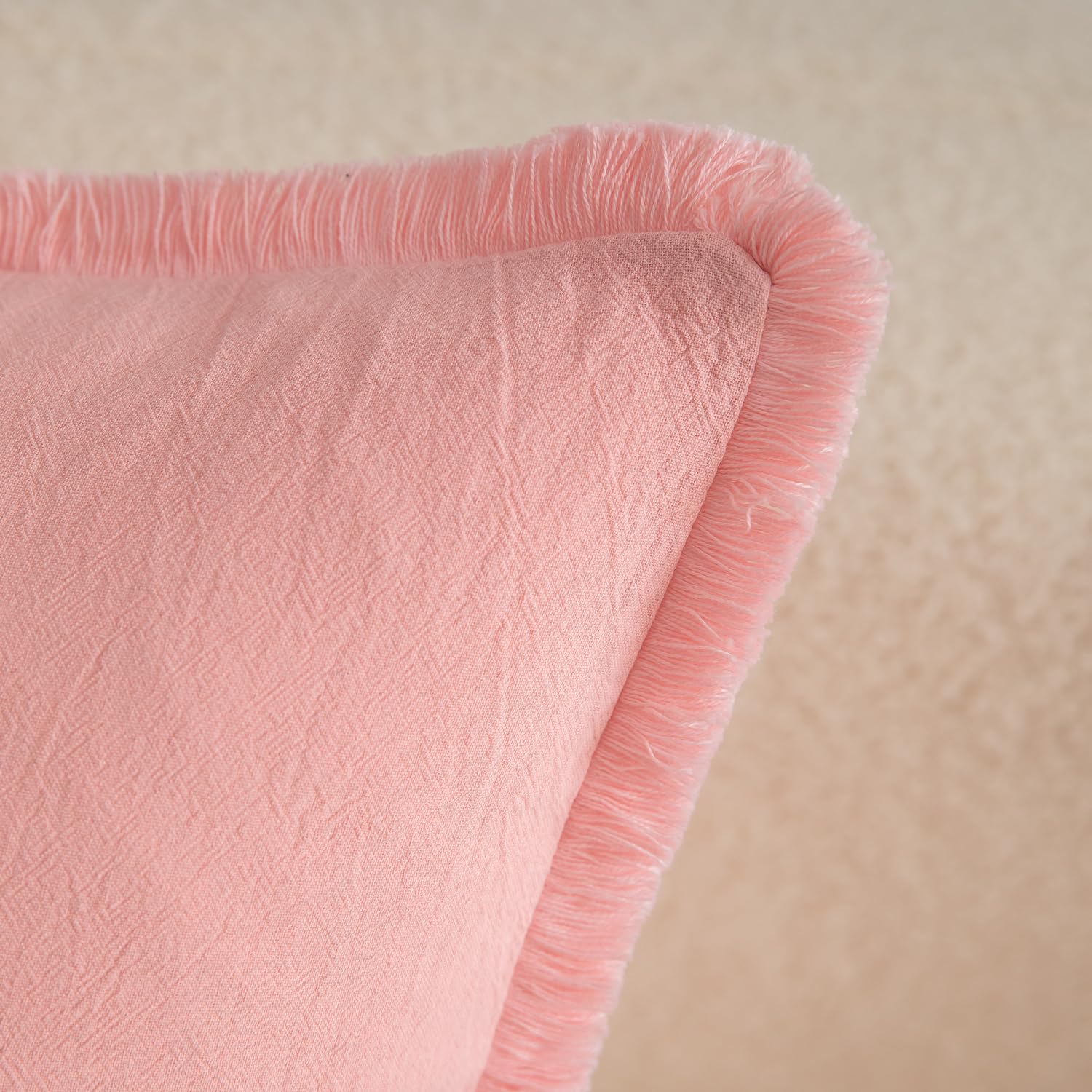 Foto 3 pulgar | Fundas De Almohada Mandioo De Algodón Neutro Con Flecos De 45 X 45 Cm, Color Rosa (2) - Venta Internacional.