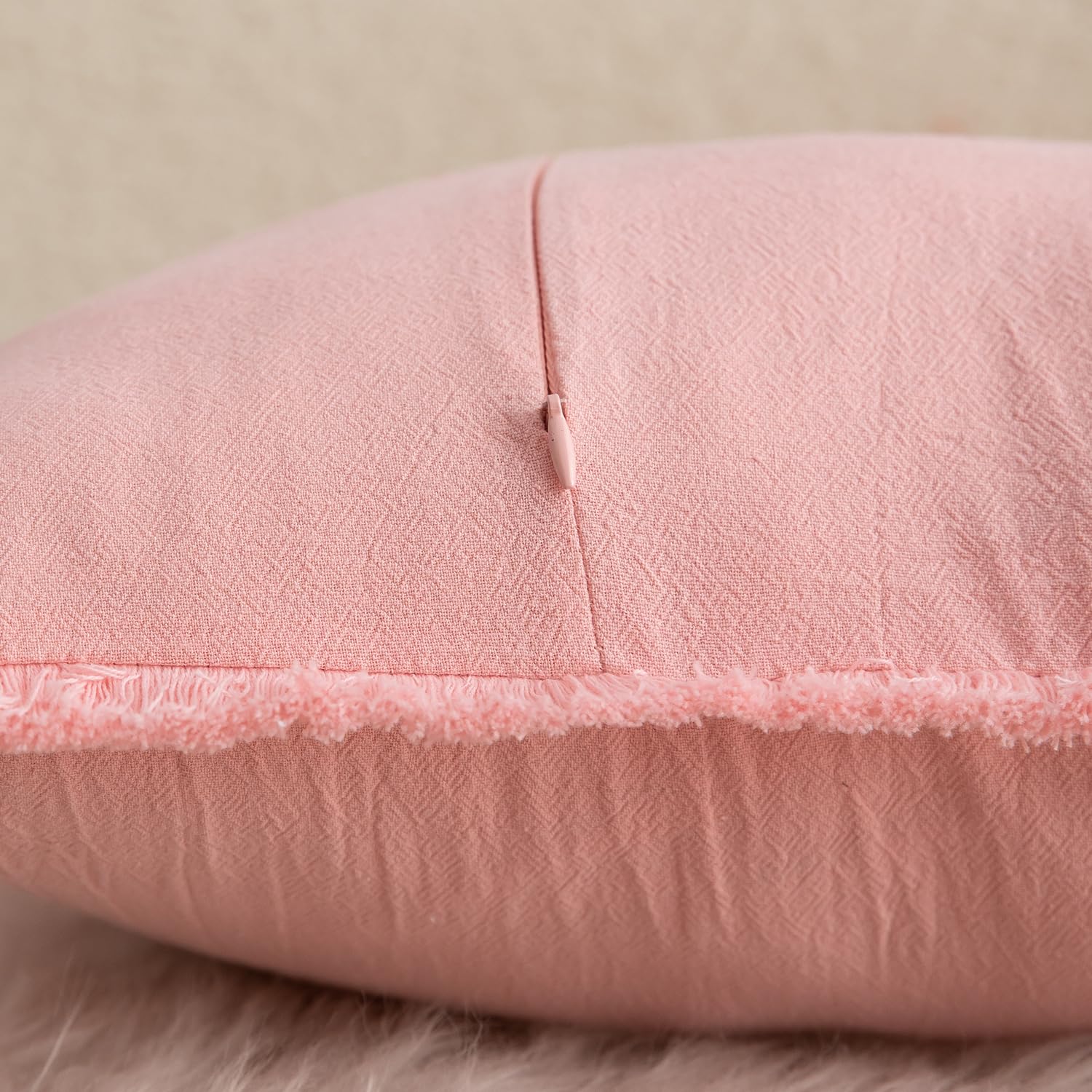 Foto 4 pulgar | Fundas De Almohada Mandioo De Algodón Neutro Con Flecos De 45 X 45 Cm, Color Rosa (2) - Venta Internacional.